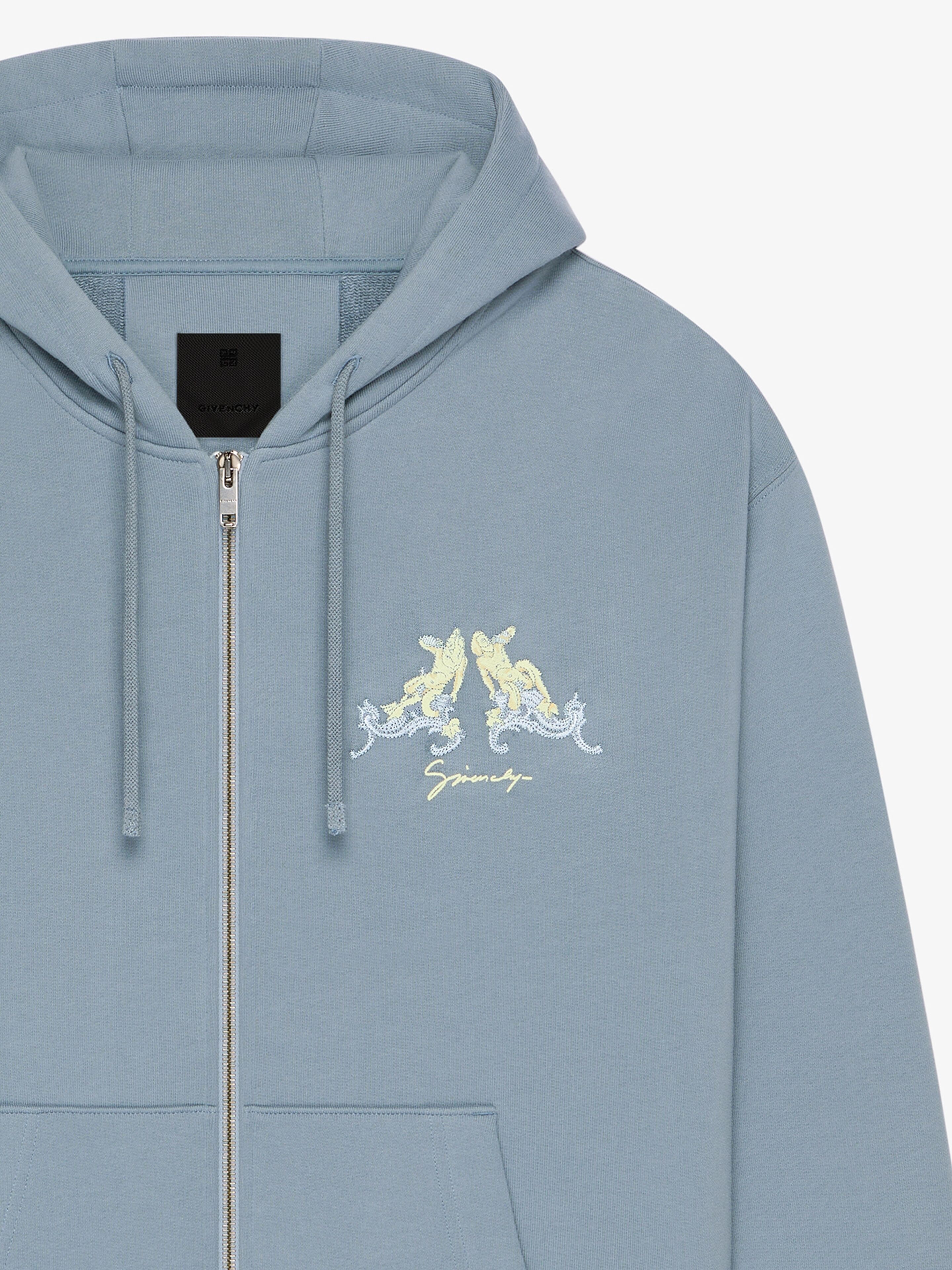 ZIPPED HOODIE IN FLEECE WITH HUBERT OBJECTS EMBROIDERY - 4