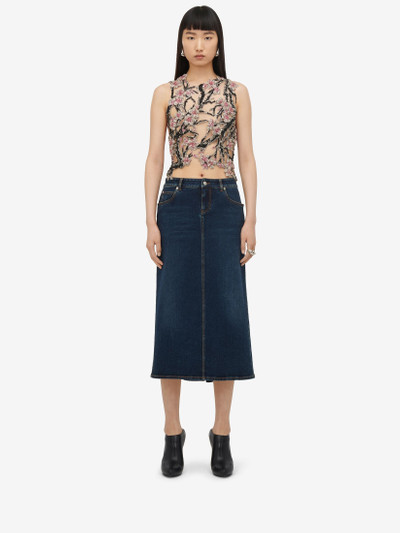 Alexander McQueen Women's Denim Pencil Skirt in Indigo outlook