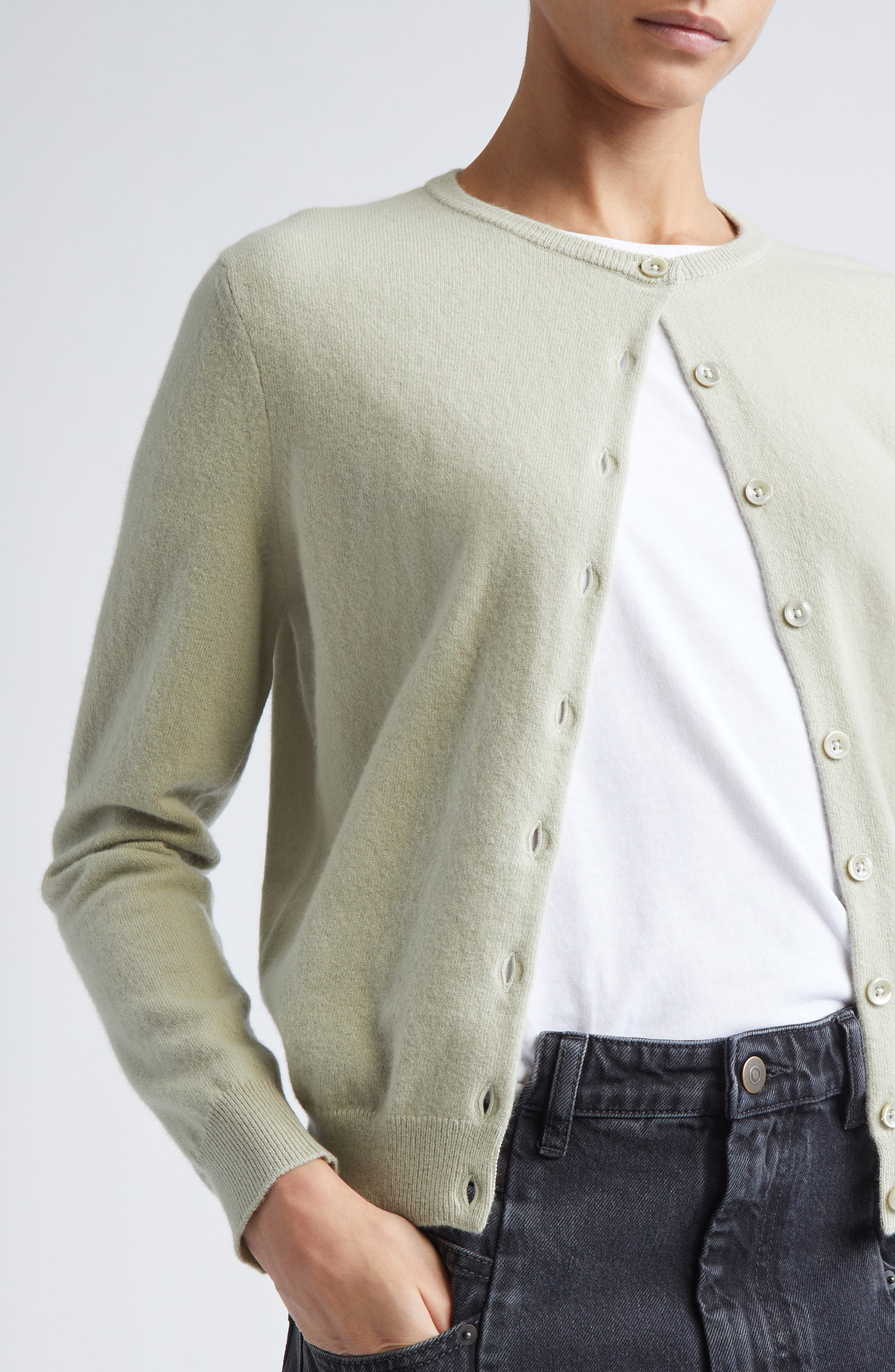 Maison Margiela Virgin Wool Cardigan in Pale Green at Nordstrom - 5
