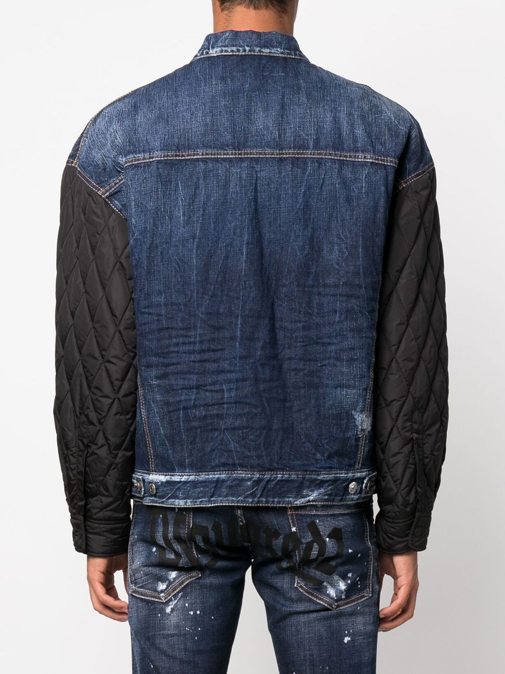 contrast-sleeve denim jacket - 4