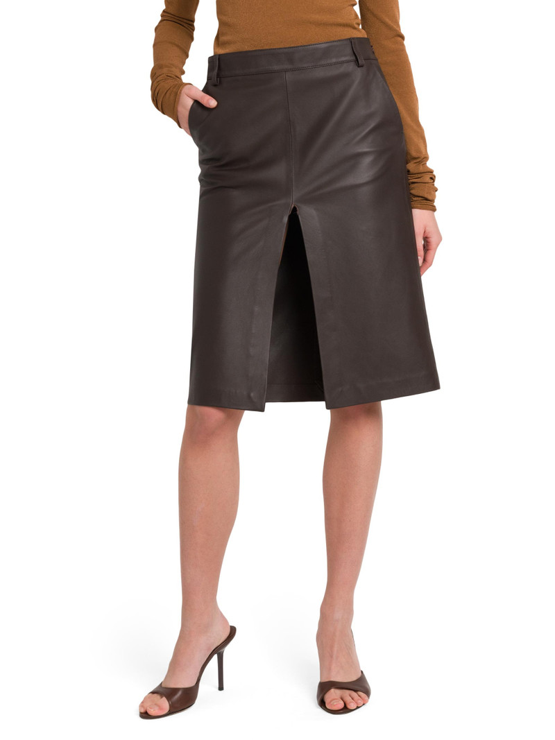 Women's Daria Leather Midi-Skirt - Chocolate 3