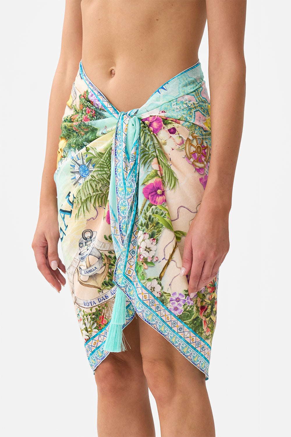 WOVEN SHORT SARONG WITH TASSELS - 5