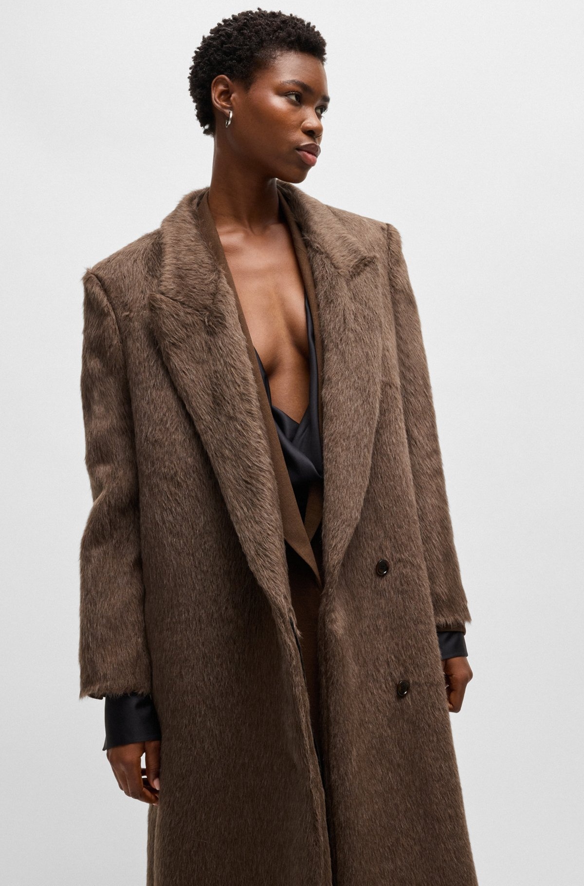 LONG-LENGTH COAT IN ALPACA AND WOOL - 6