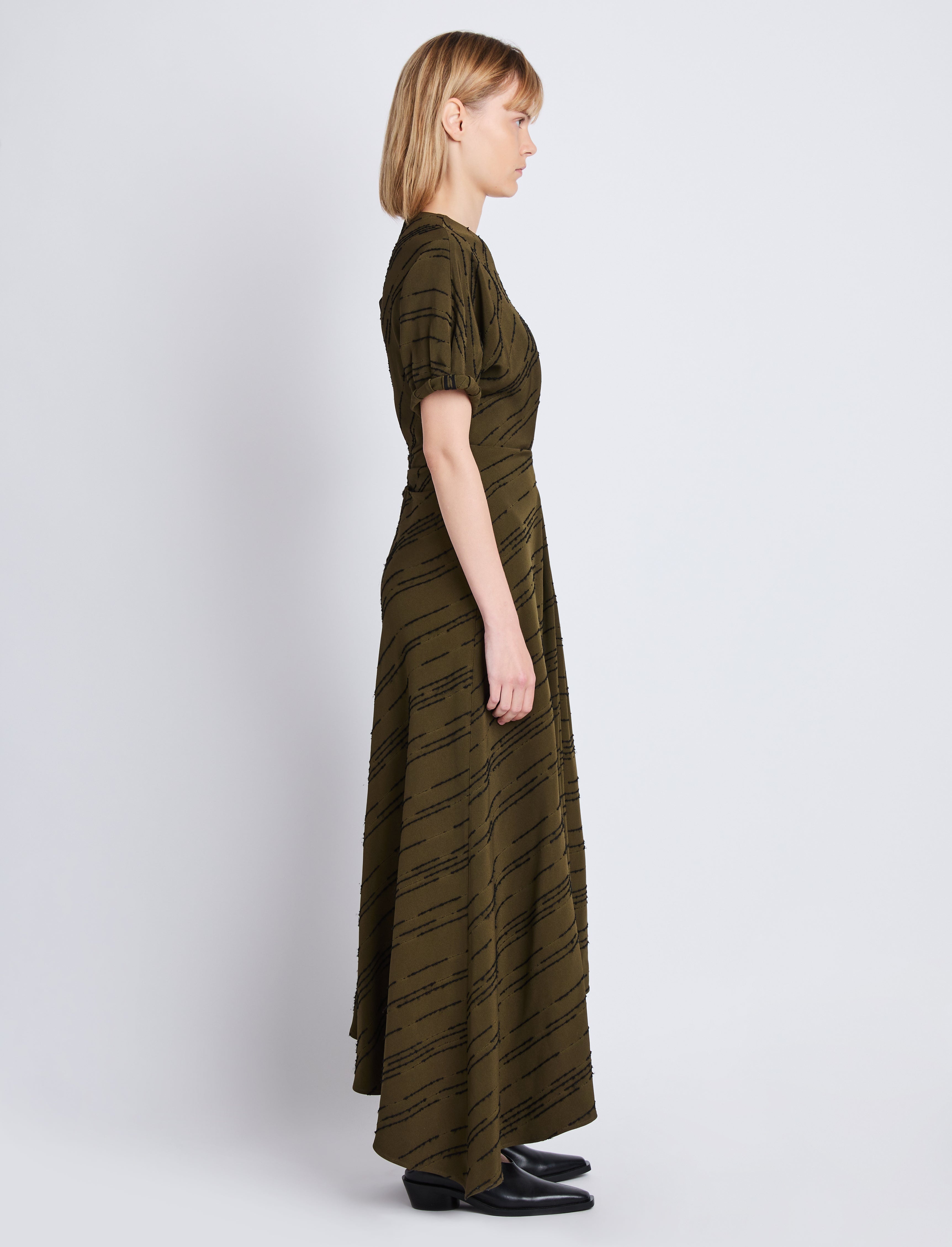 Vivienne Asymmetrical Dress in Textured Stripe Flou - 3