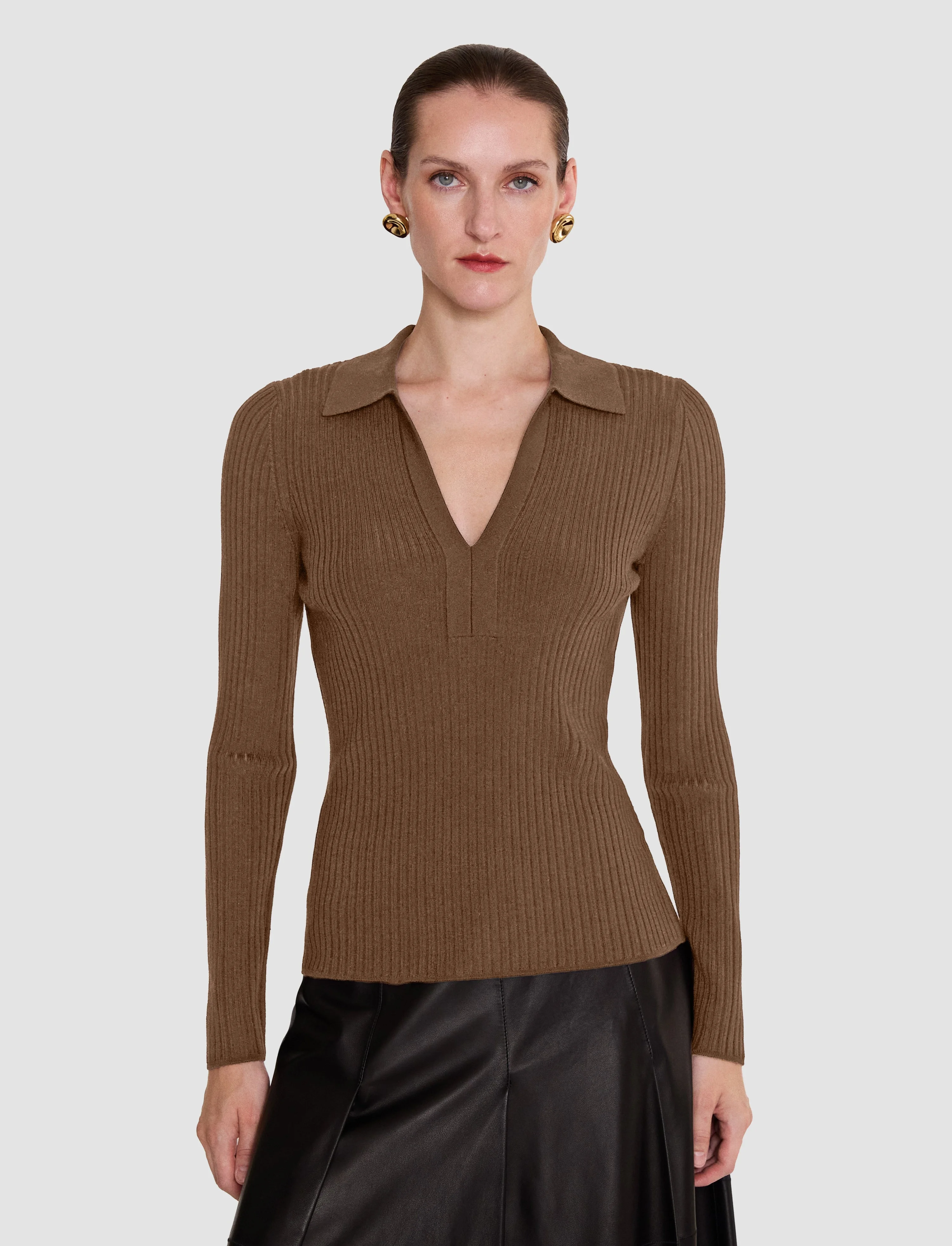 Merino Wool Rib Polo - 1