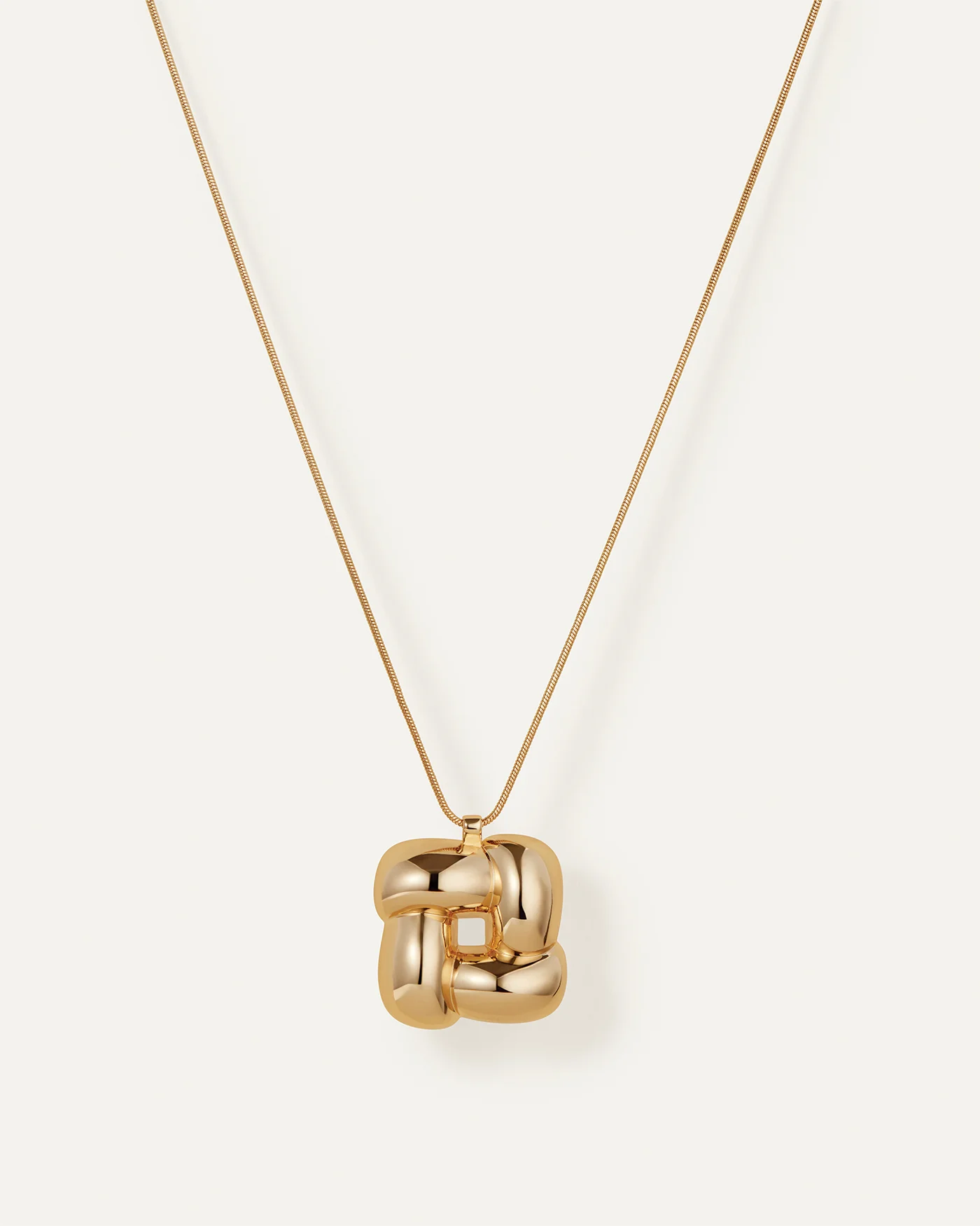 Woven Square Long Pendant Necklace - 1