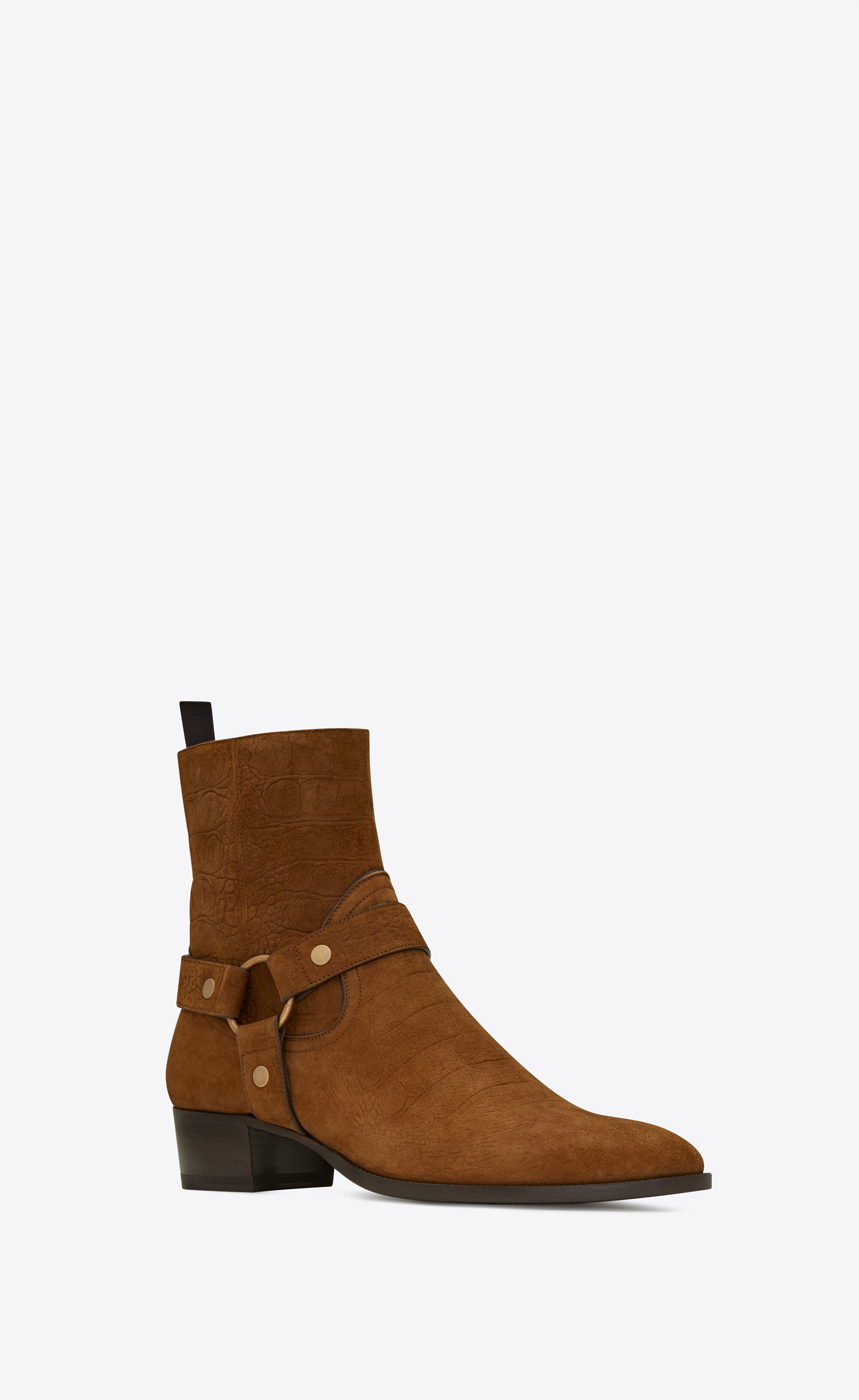wyatt harness boots in crocodile-embossed suede - 4