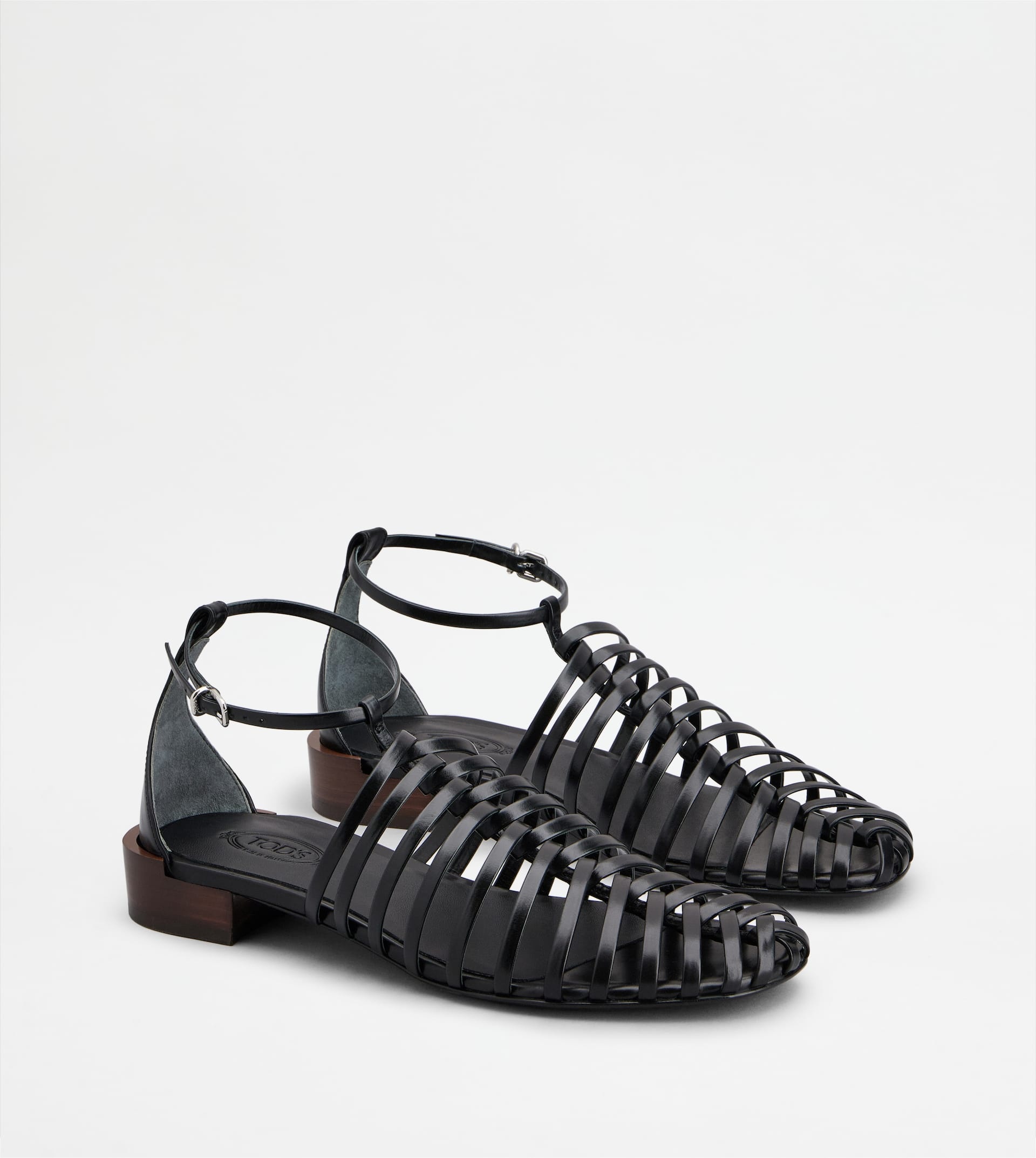 SANDALS IN LEATHER - BLACK - 2
