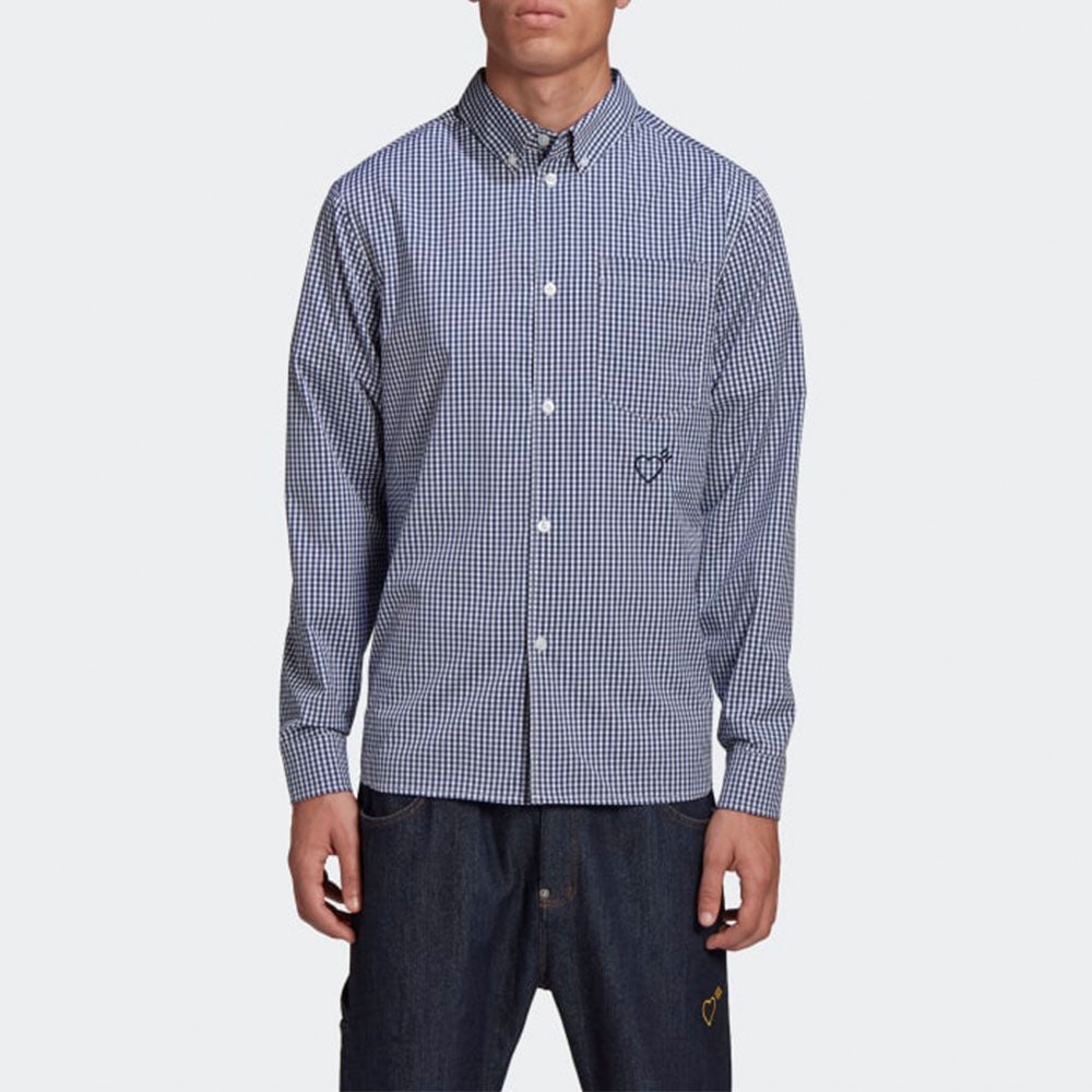 adidas originals x HUMAN MADE Crossover Embroidered Long Sleeves Shirt Blue GM4633 - 3