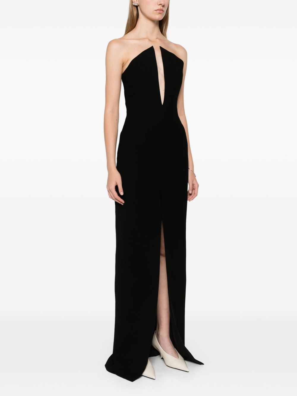 spike-neckline gown - 3