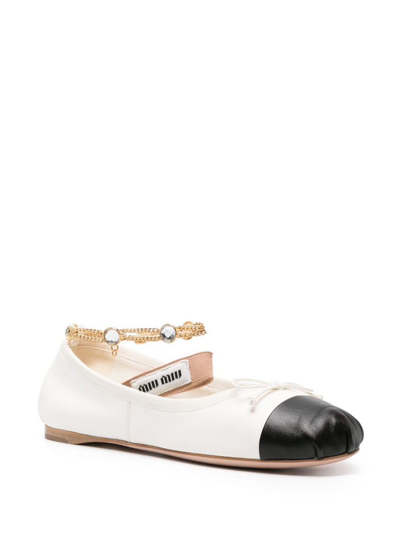 Miu Miu bow-detail leather ballerina shoes outlook