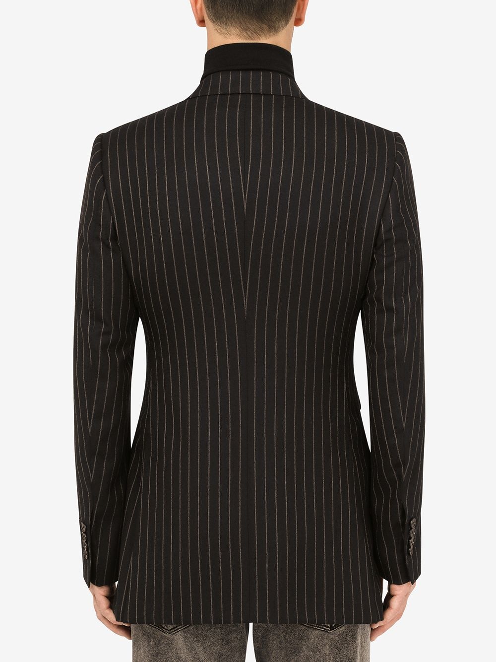 single-breasted pinstripe blazer - 4