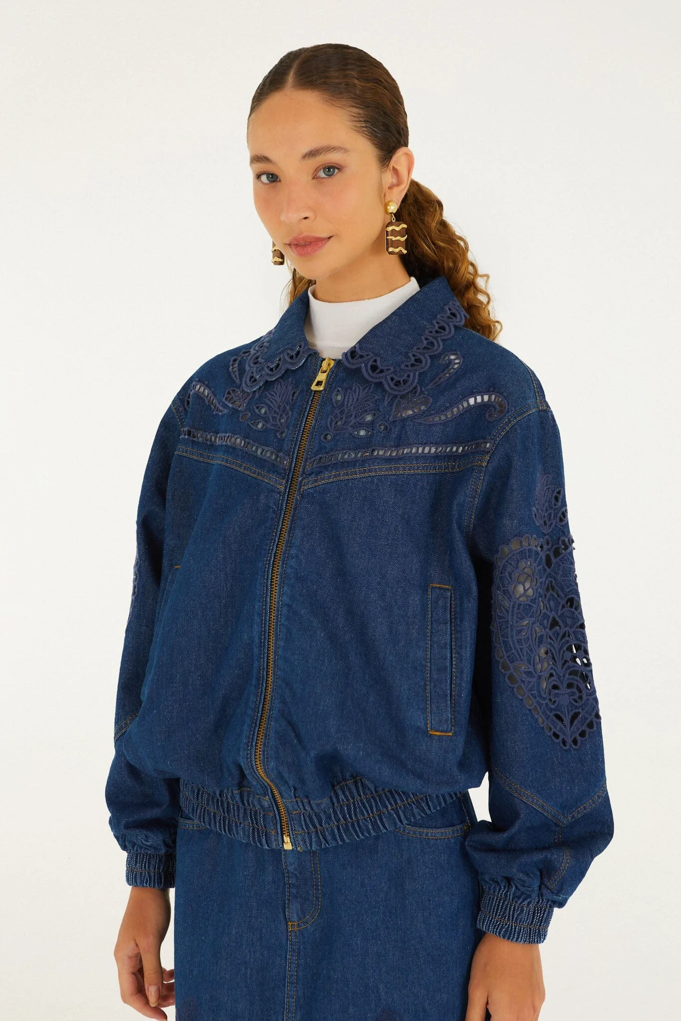 Richelieu Heart Full Zipper Denim Jacket - 1