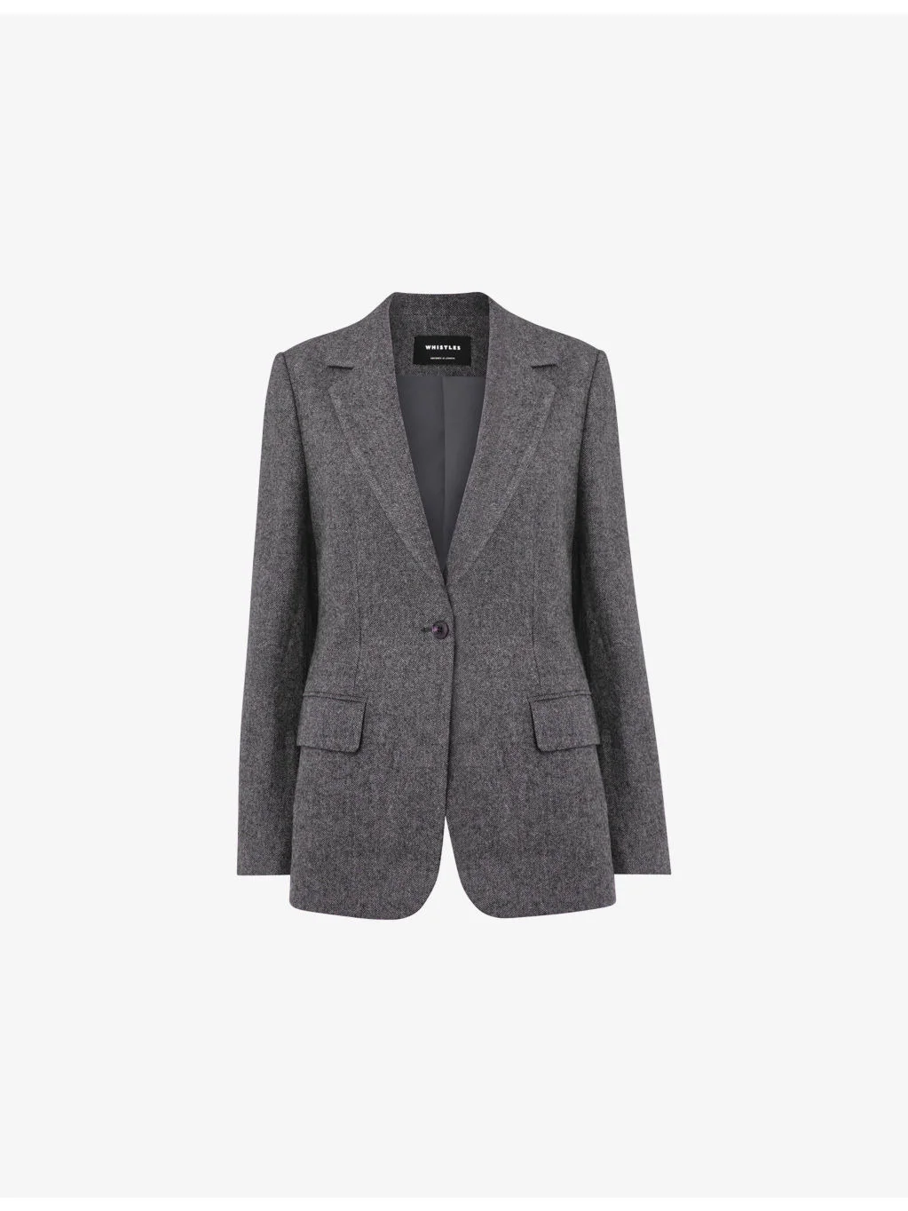 Notched-Lapel Herringbone Wool Blend Blazer - 1
