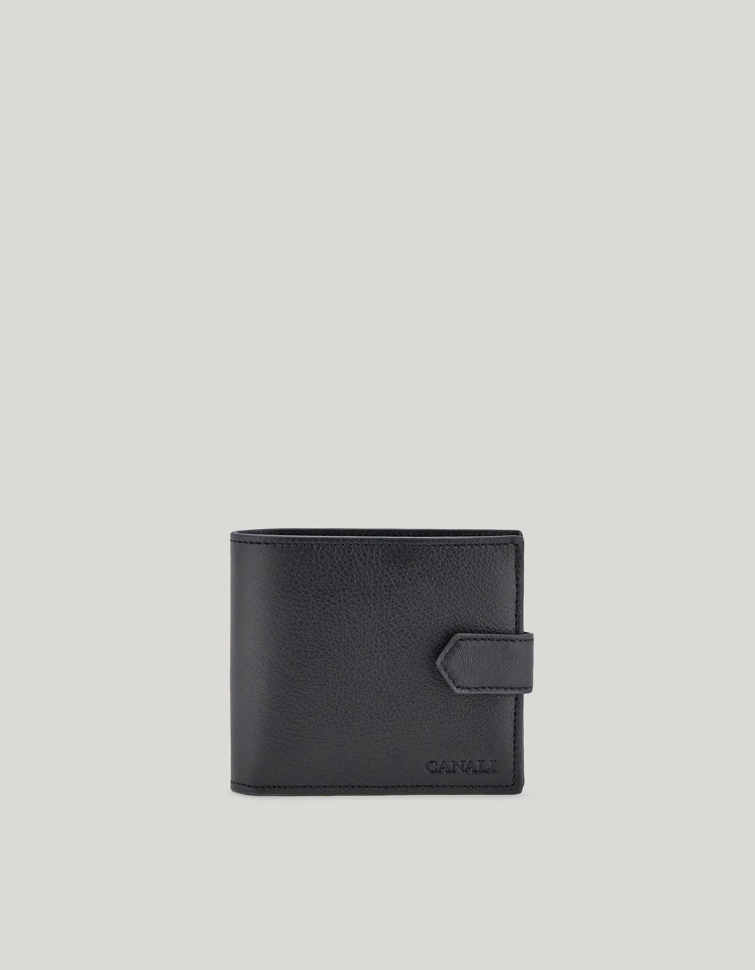 BLACK WALLET IN HAMMERED CALFSKIN - 1