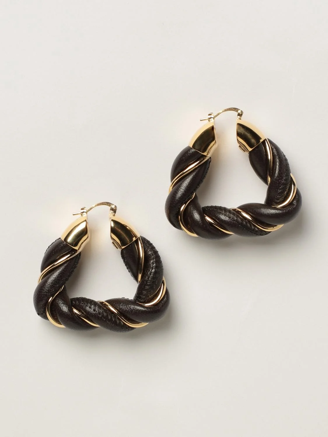 Bottega Veneta earrings with circles in woven leather - 1