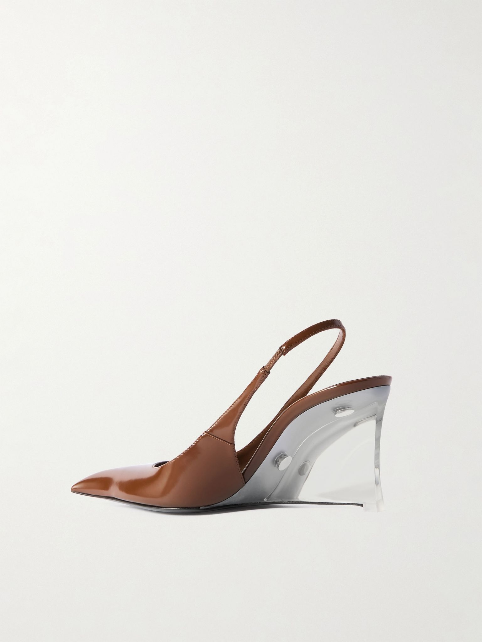 Miller patent-leather slingback wedge pumps Brown - 3