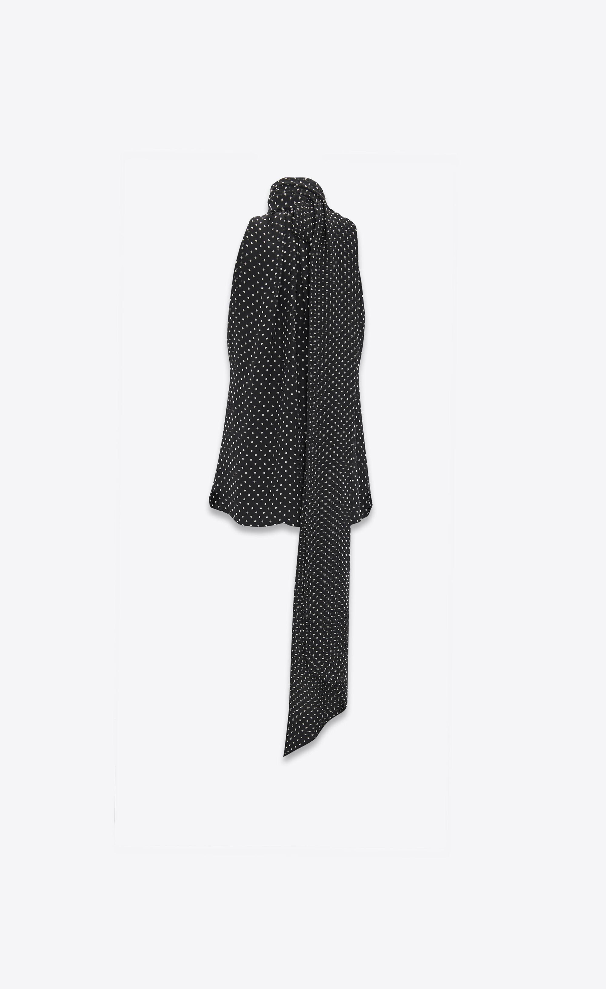 oversized lavallière-neck top in dotted silk muslin - 6