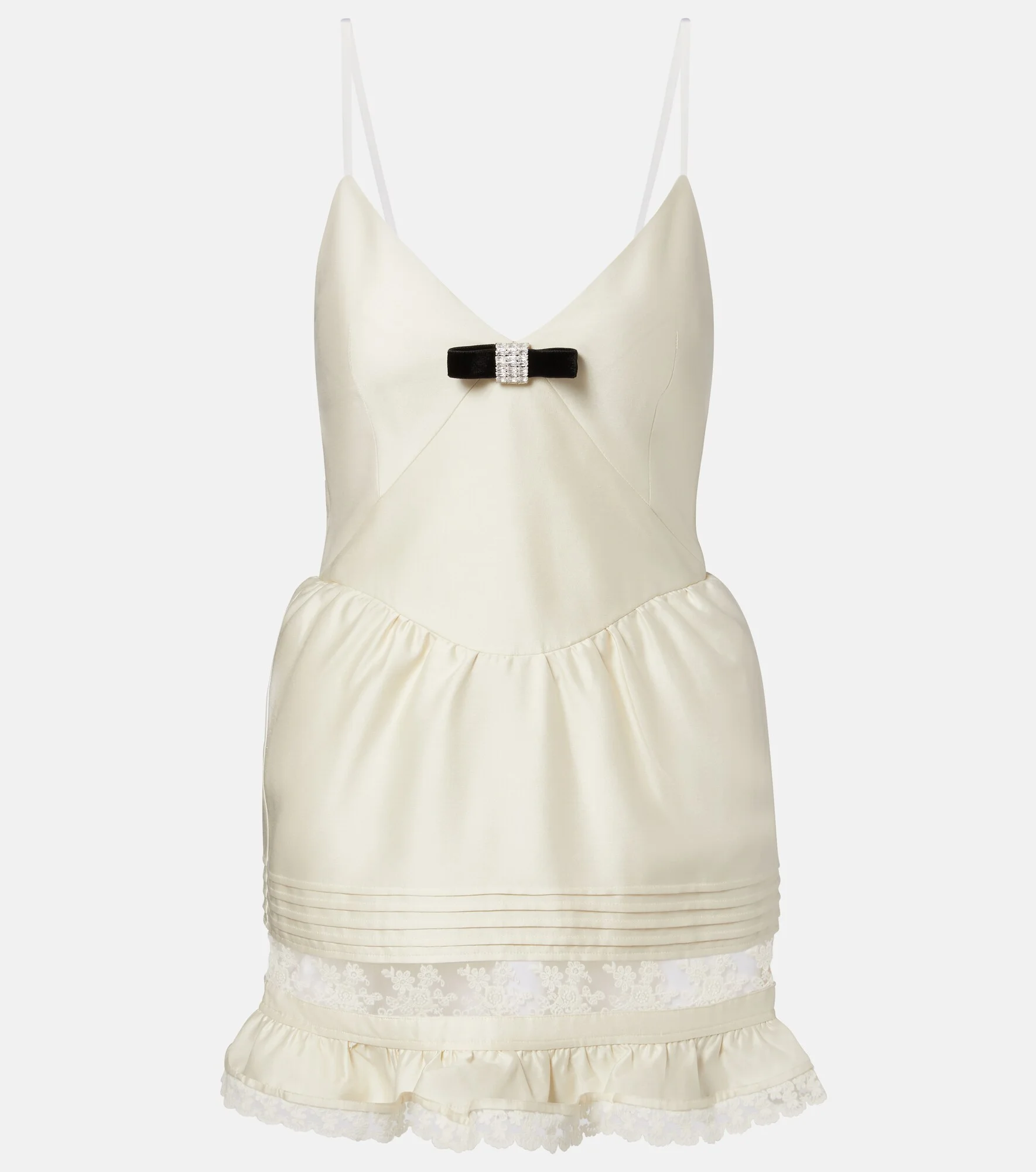 Lace-trimmed wool and silk minidress - 1