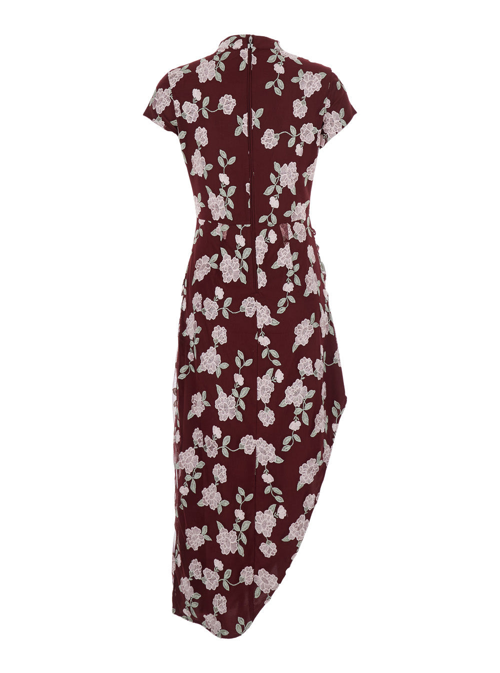 Rotate Women Bordeaux Dress With All-Over Floral Embroidery In Fabric Woman - 2