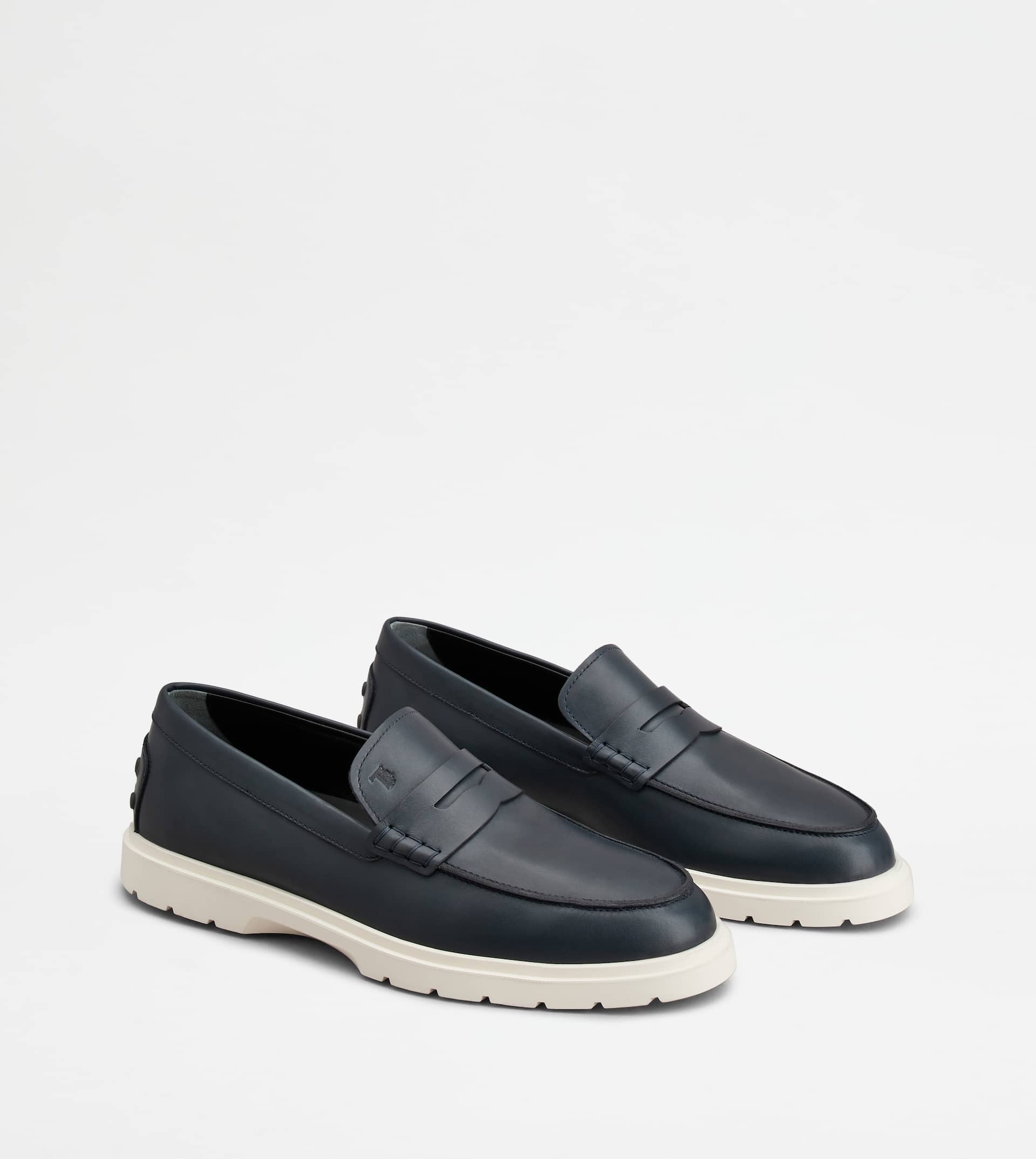 LOAFERS IN LEATHER - BLUE - 3