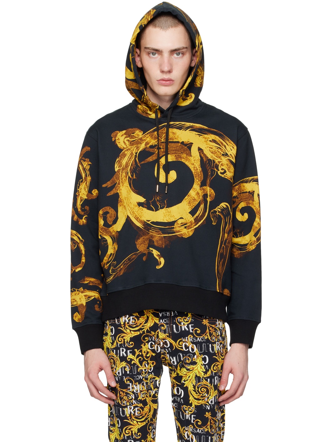 Black Watercolor Couture Hoodie - 1