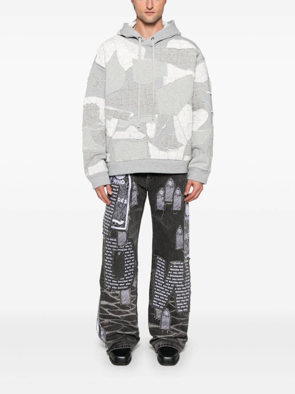 patchwork-design jeans - 2