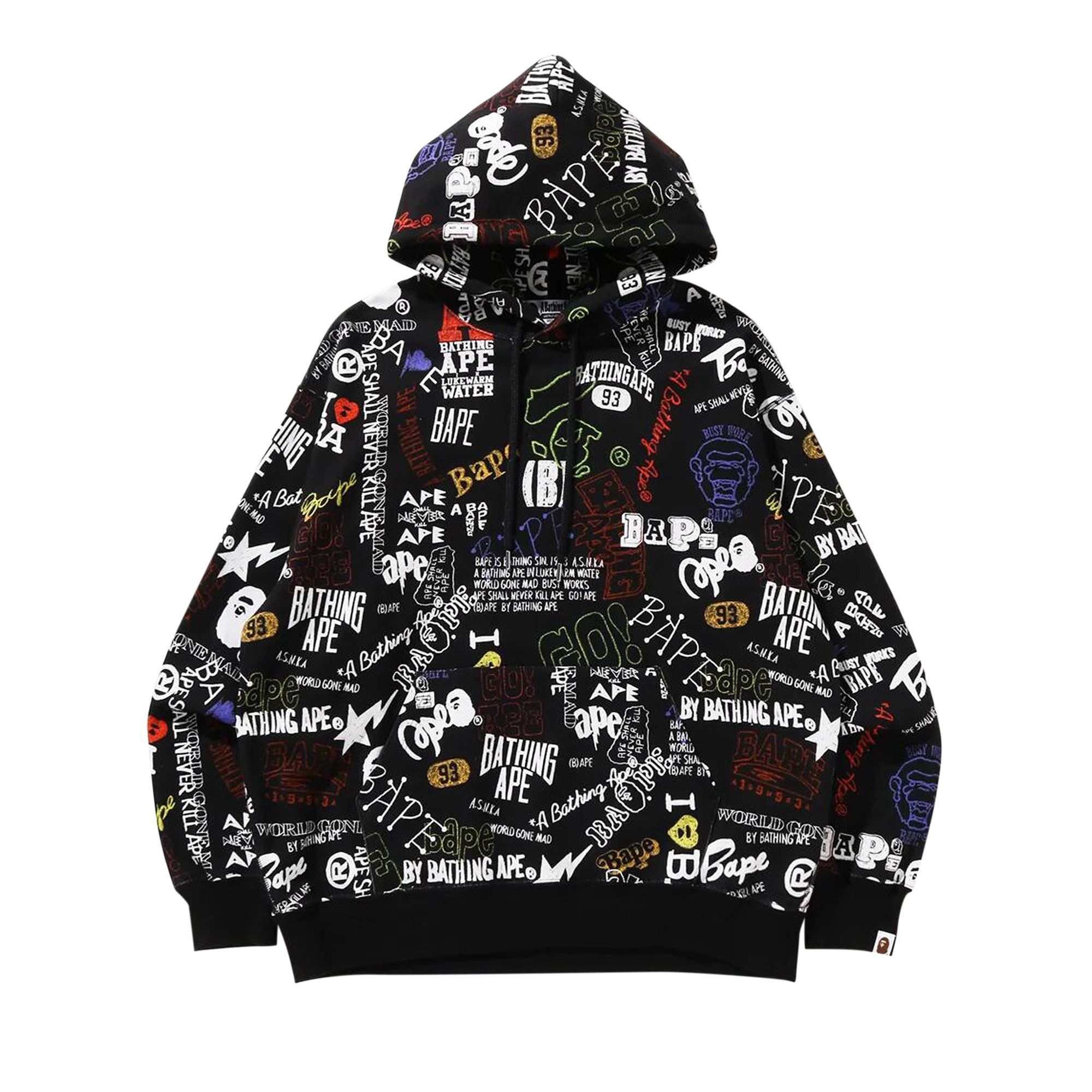 BAPE Hand Draw Pullover Hoodie 'Black' - 1