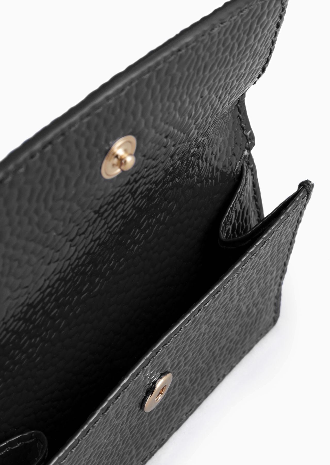 La Prima mini trifold wallet in pebbled patent leather - 4