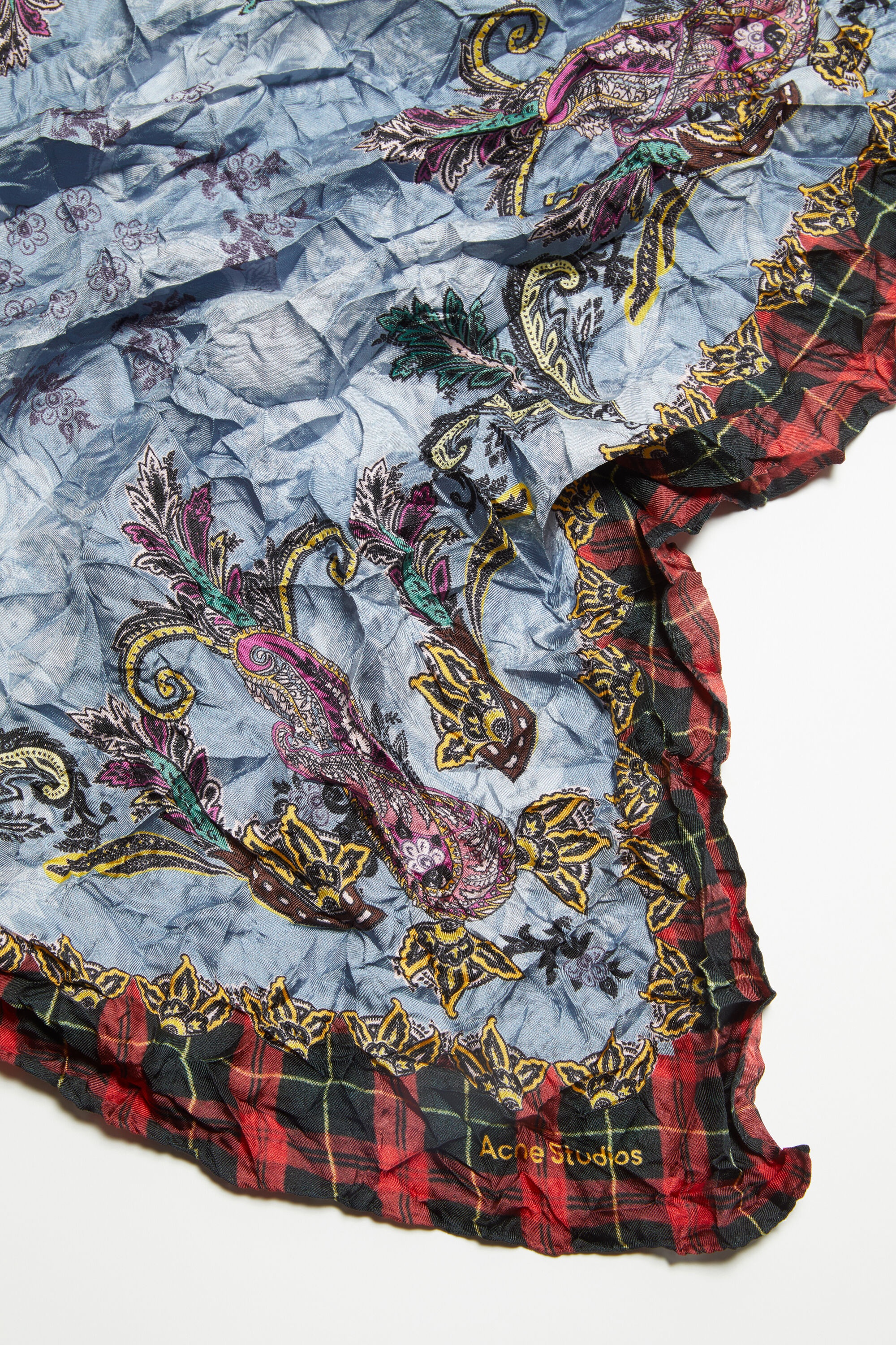 Print silk scarf - Blue/red - 4