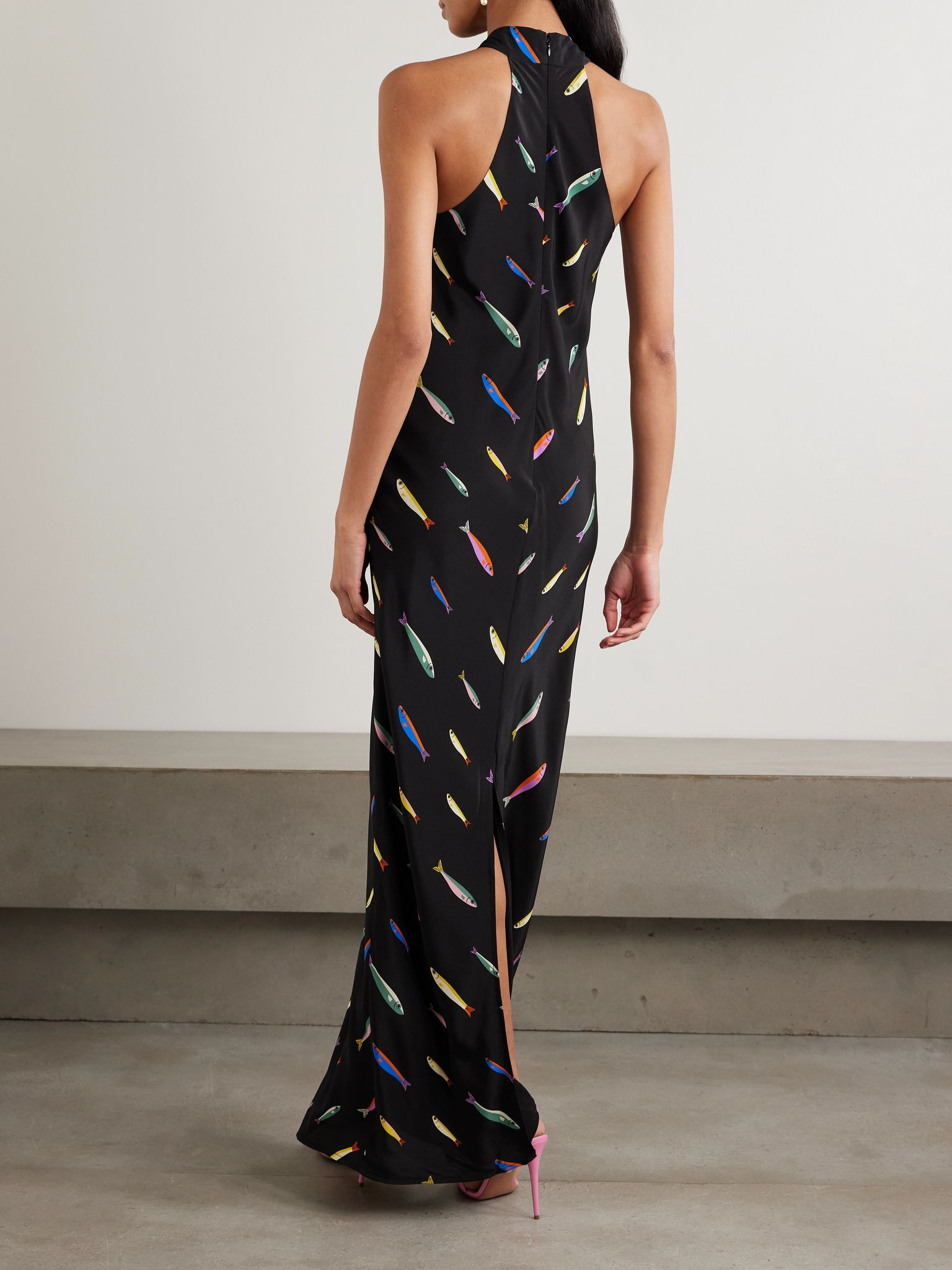 Winnie printed silk-crepe maxi dress Black - 3