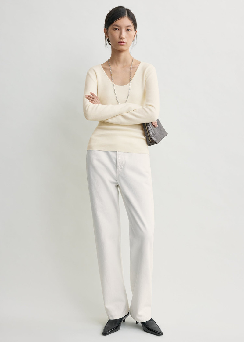 TOTEME Merino knit top ecru outlook