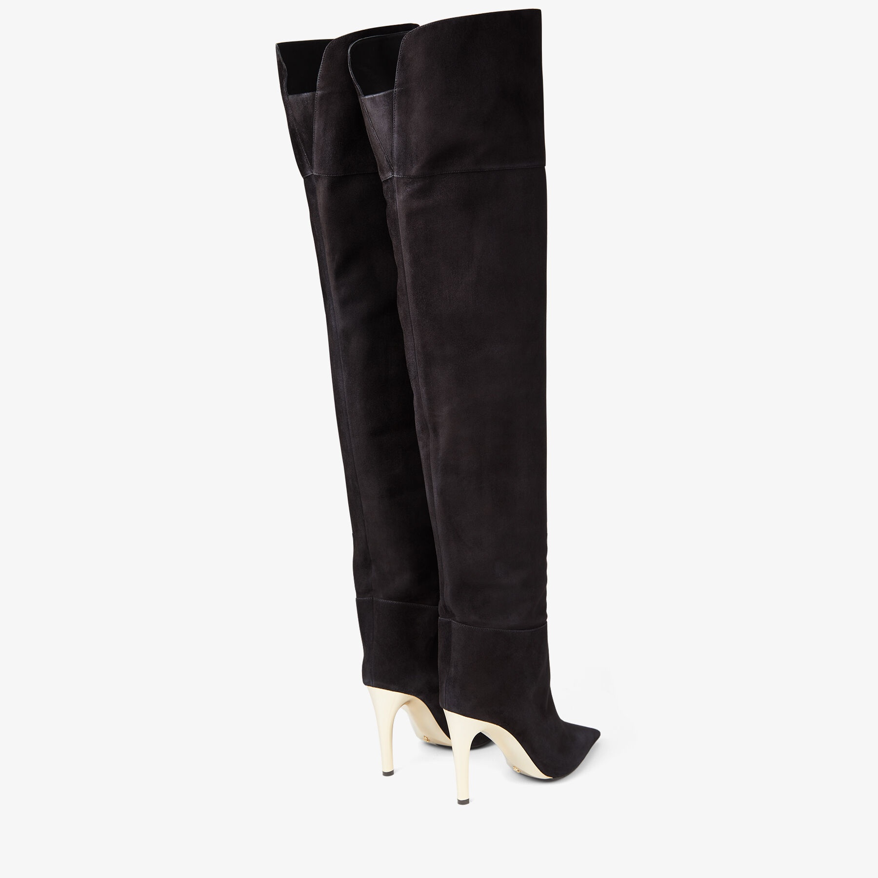 Cierra Over The Knee 100
Black Suede Over-the-knee Boots with Gold Heel - 6