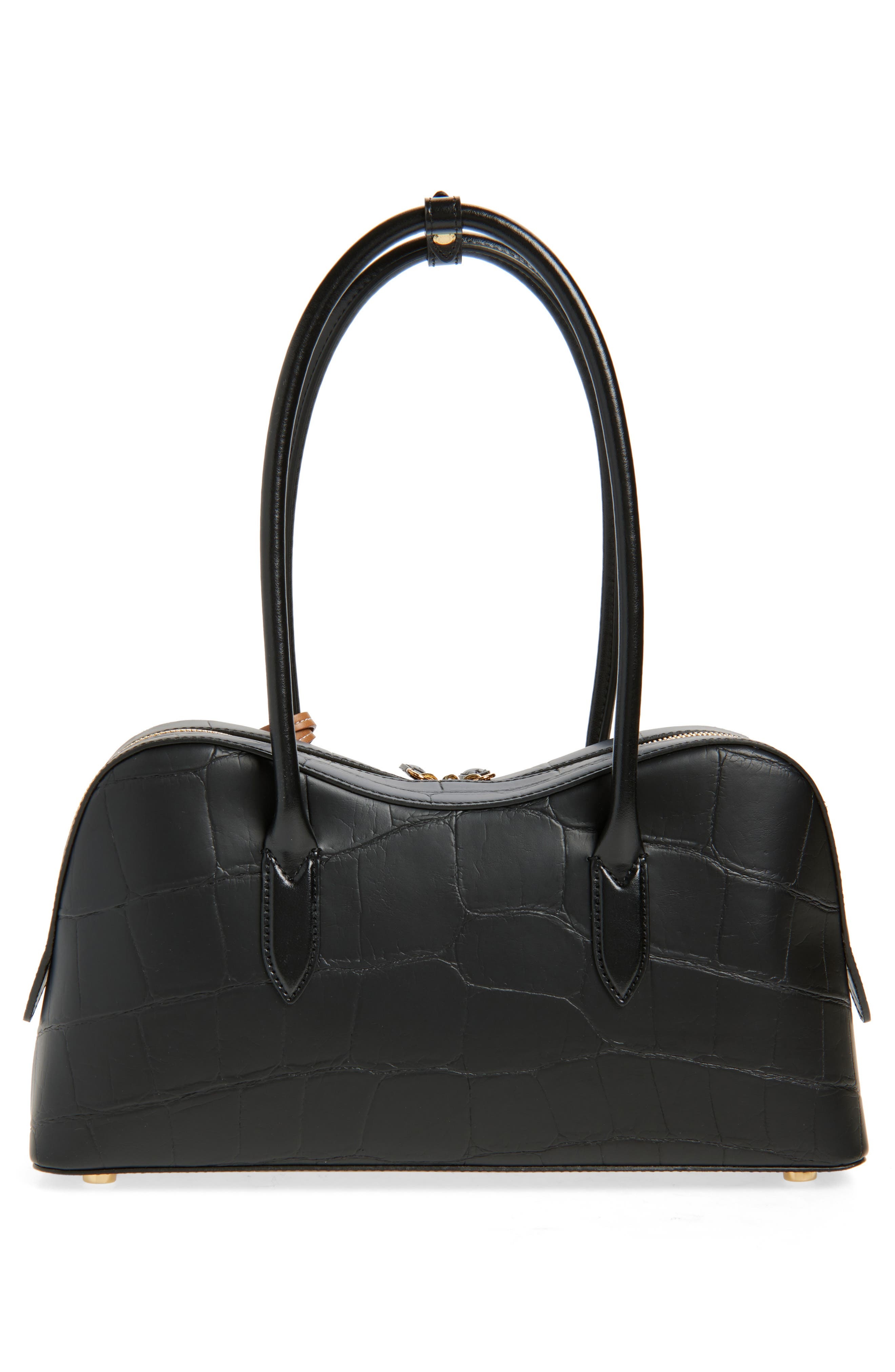Stella McCartney Ryder Croc Embossed Faux Leather Shoulder Bag in Black at Nordstrom - 4