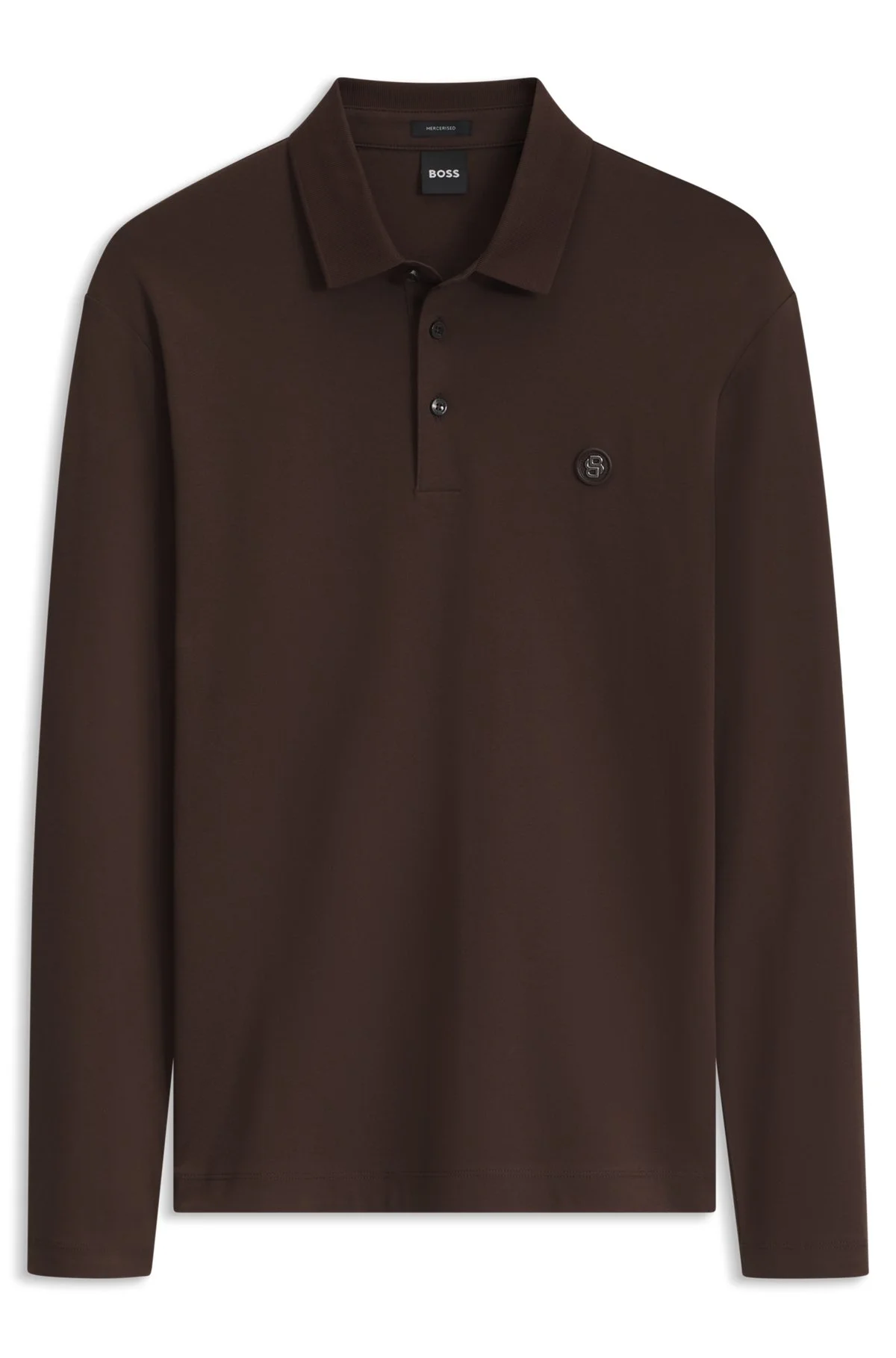 LONG-SLEEVE COTTON POLO SHIRT WITH DOUBLE B MONOGRAM - 1