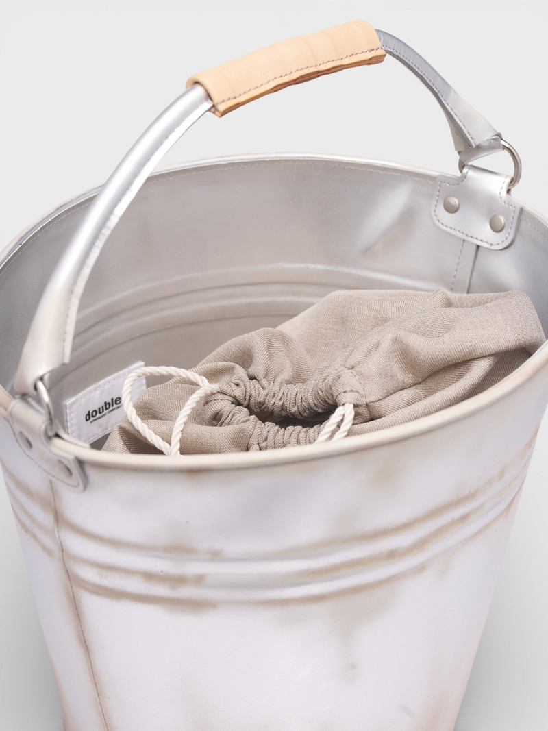 Silver Leather Bucket Bag 3