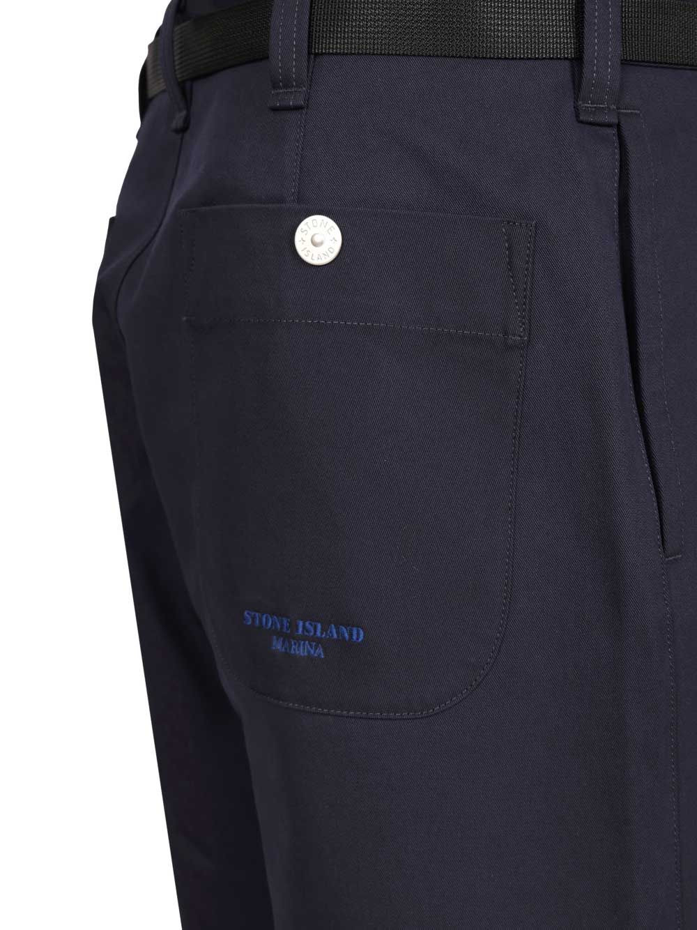Stretch Gabardine Chino Trousers Blue - 5