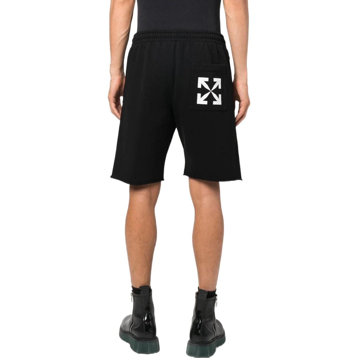 Men's Off-White FW22 Solid Color Logo Printing Elastic Waistband Sports Shorts Ordinary Version Blac - 3