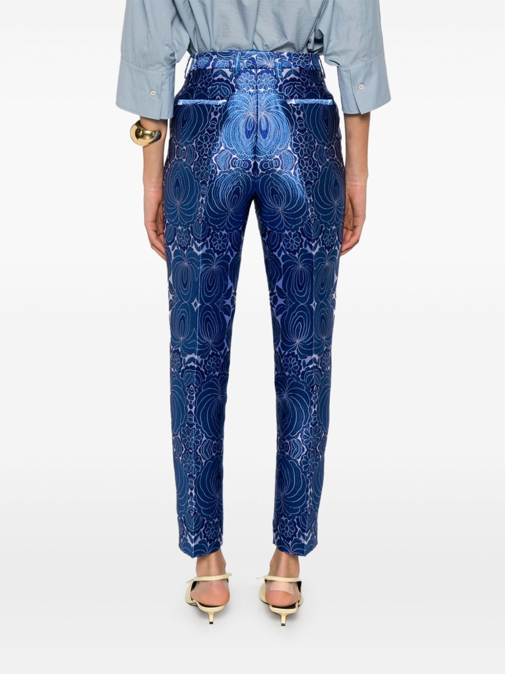 jacquard-lace trousers - 4