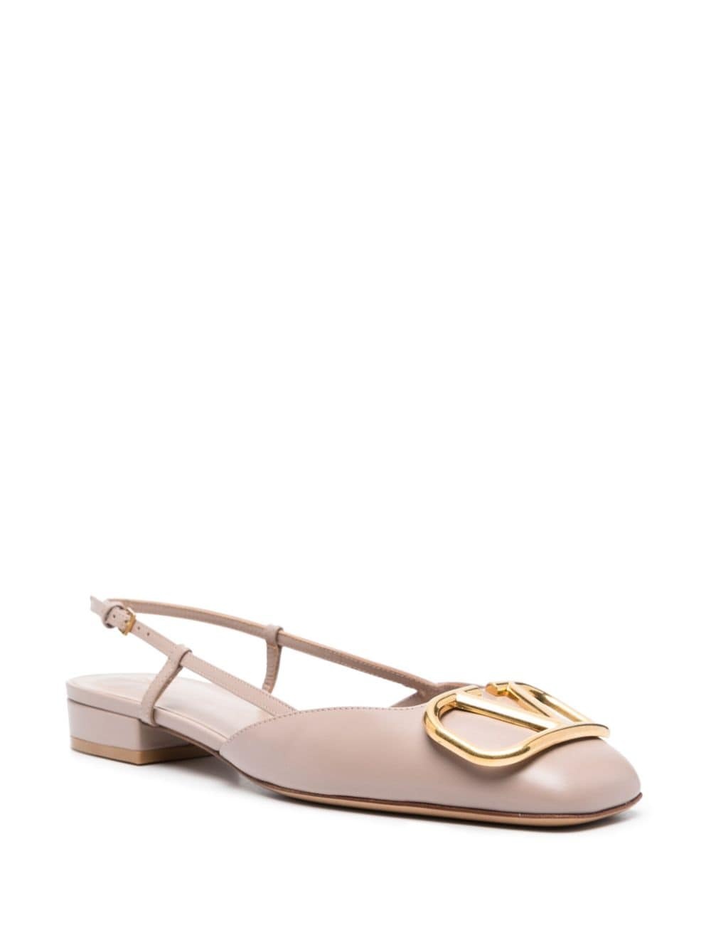 VLogo leather ballerina shoes - 2