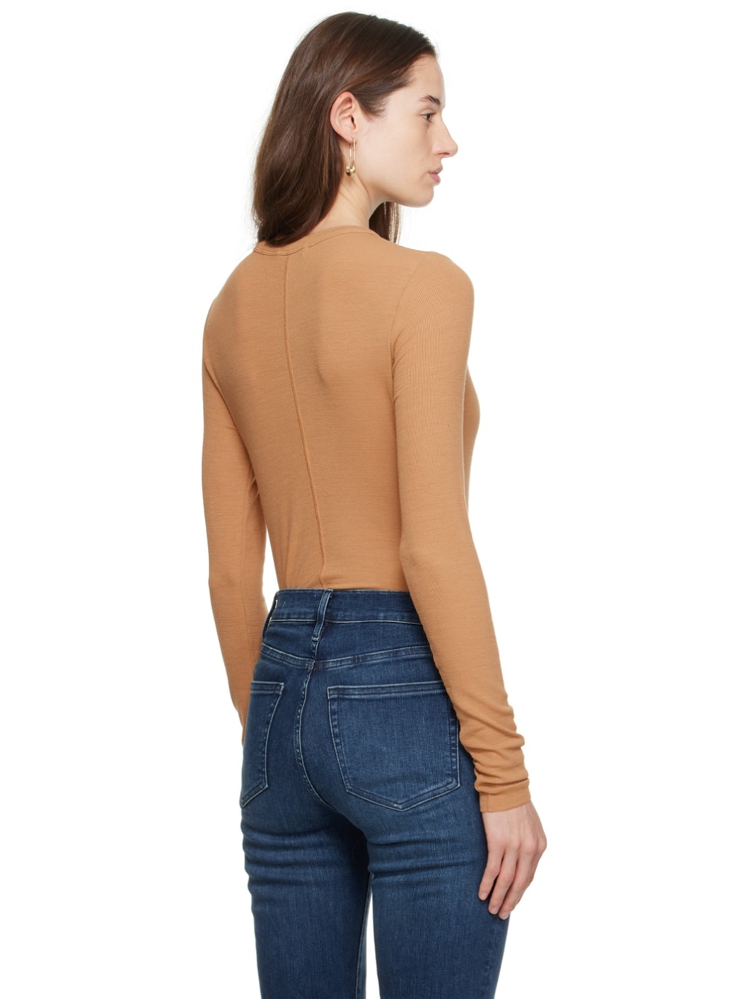 Tan Embroidered Long Sleeve T-Shirt - 3