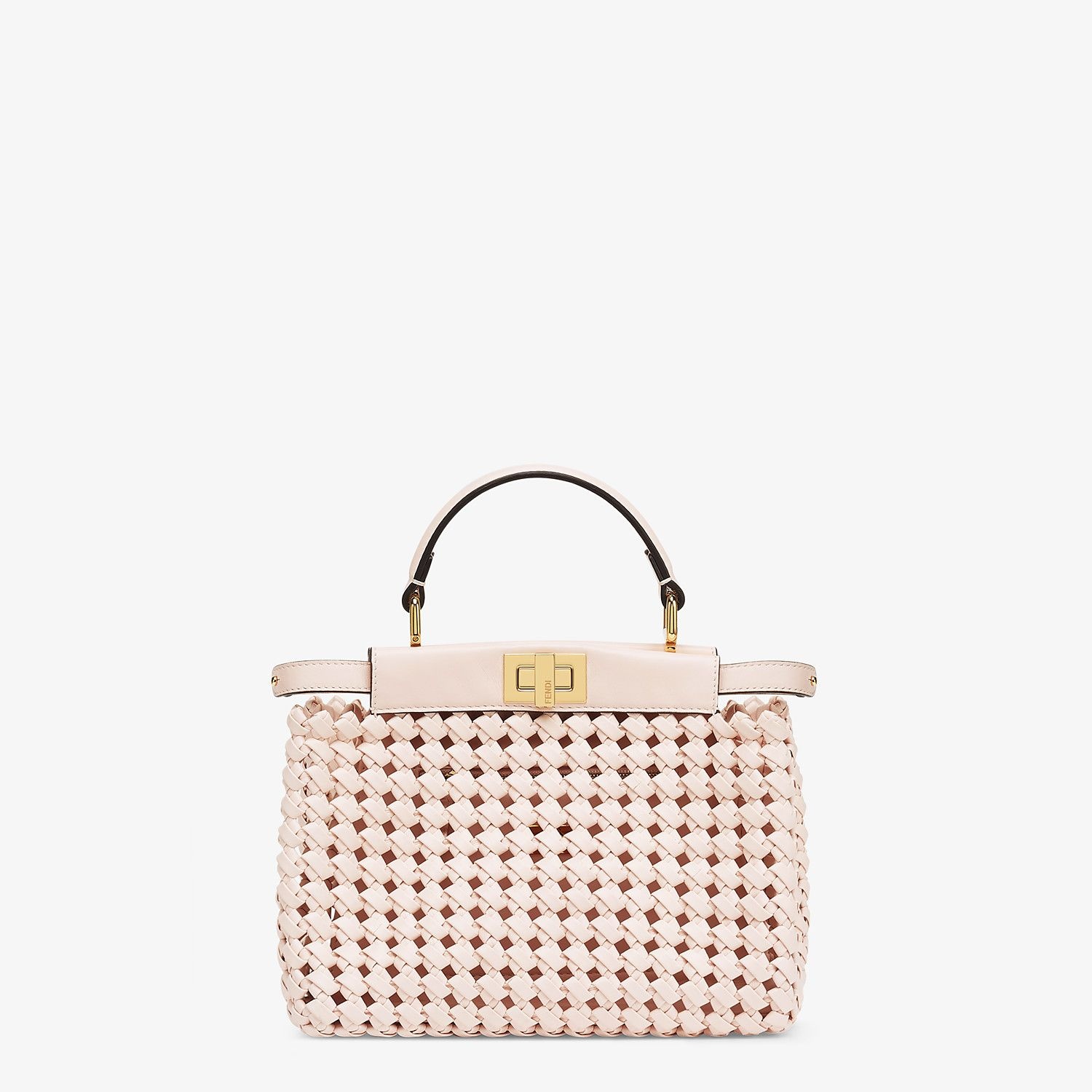 Pink leather interlace bag - 1