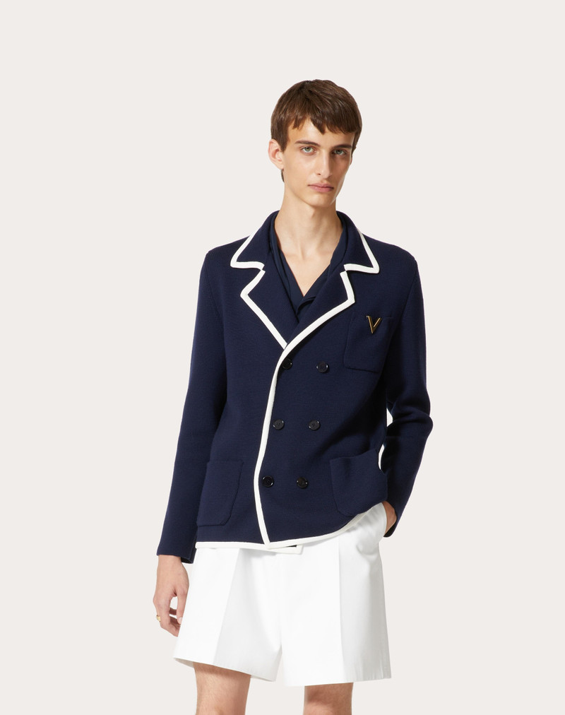 DOUBLE-BREASTED WOOL JACKET WITH METALLIC V DETAIL 3