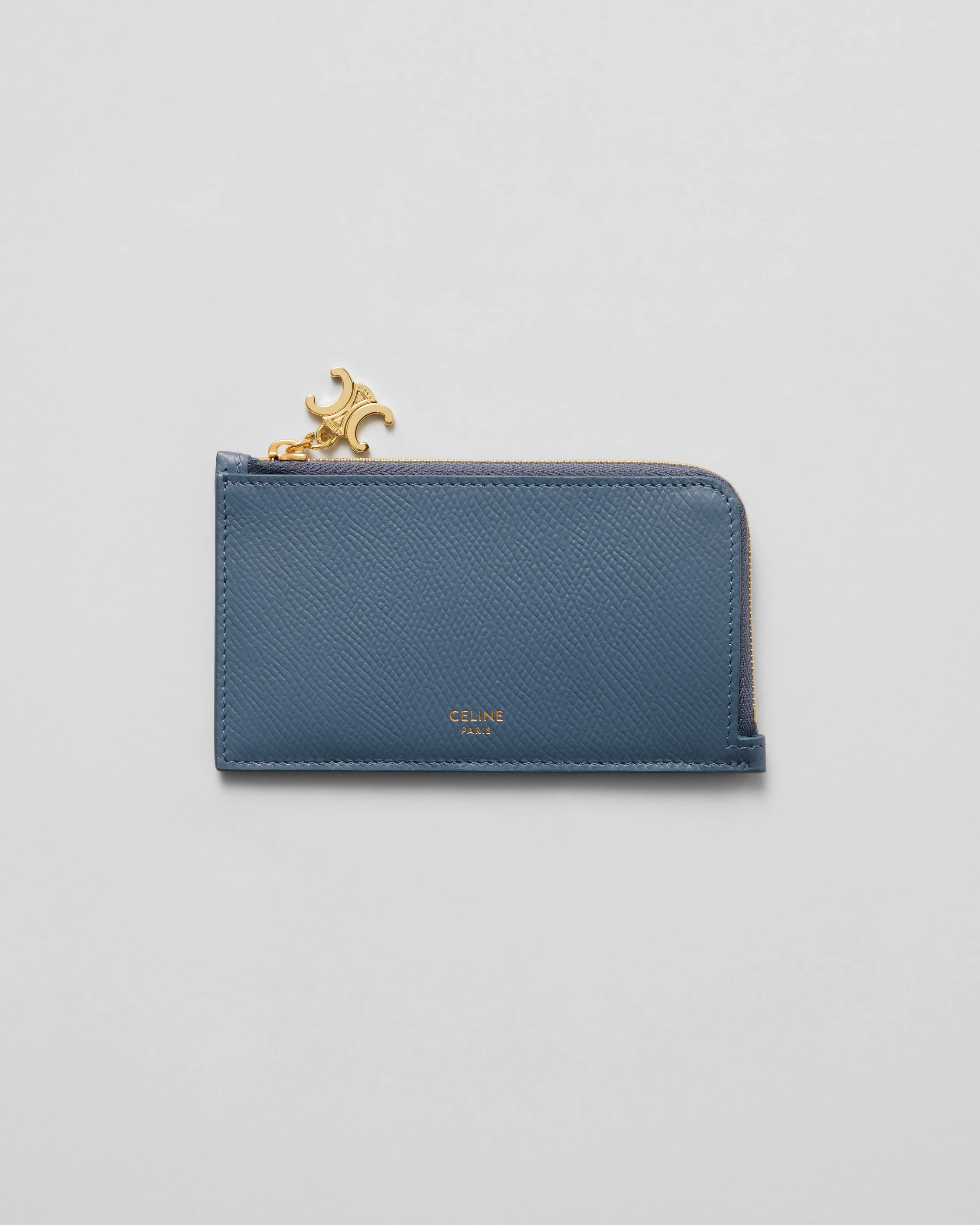 LONG ZIPPED CARD HOLDER IN GRAINED CALFSKIN - 1