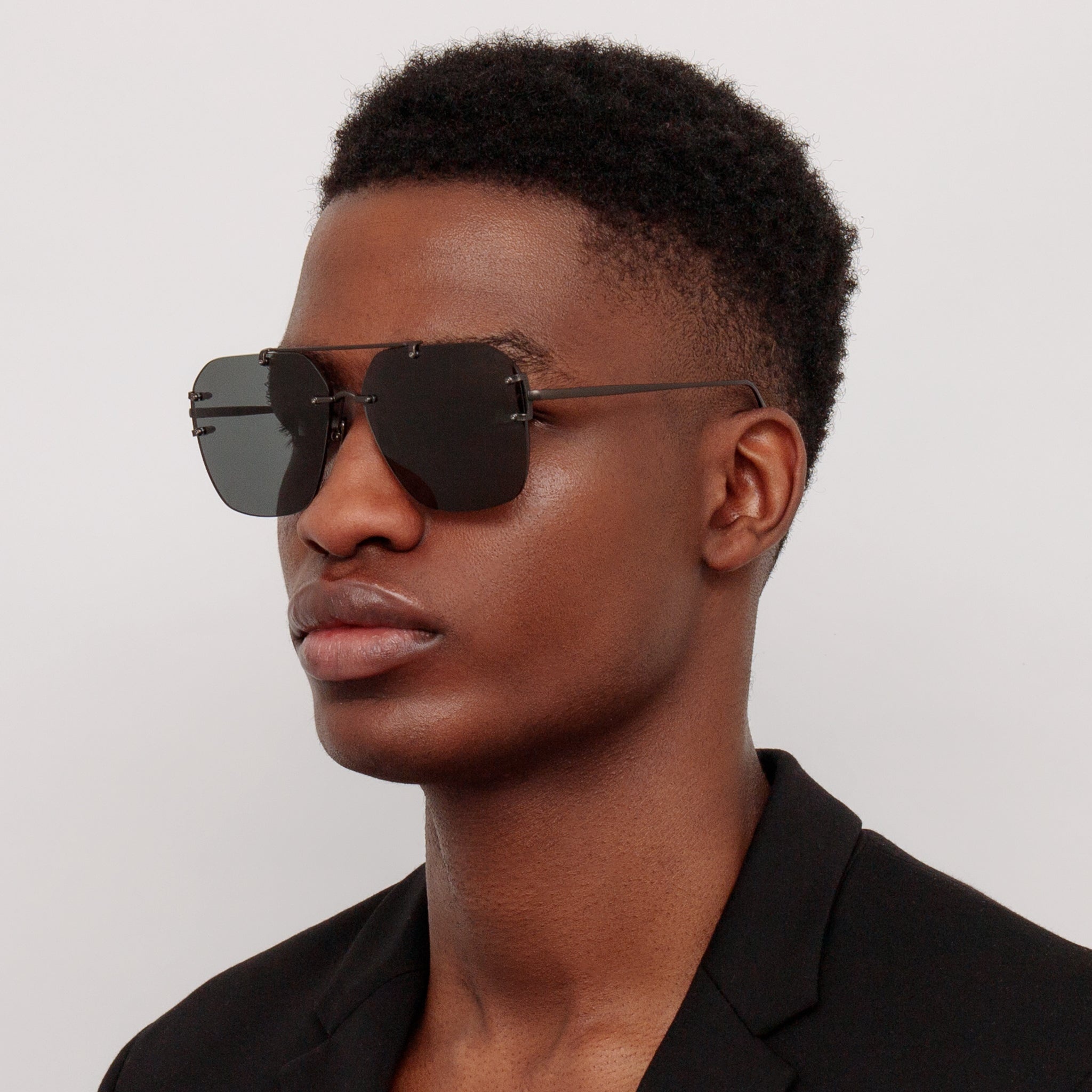 Reyner Sunglasses in Black and Matt Nickel - 2