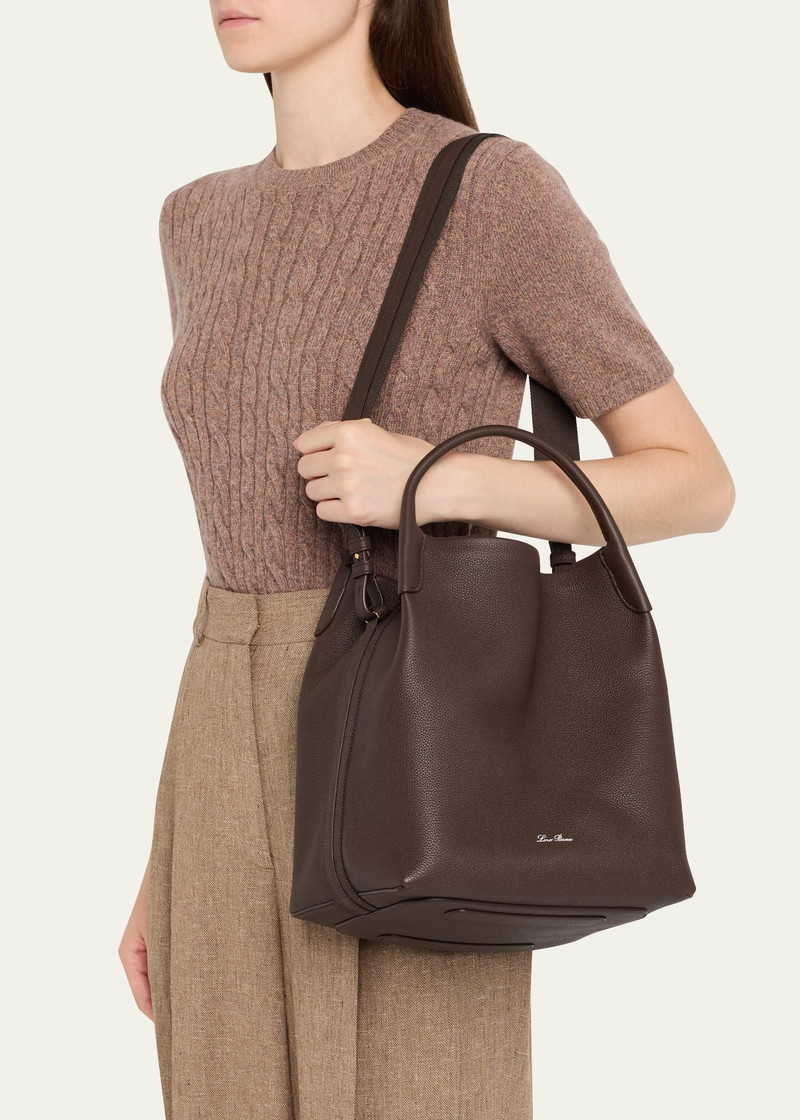 Loro Piana Large Bale Fine-Grain Leather Bag outlook