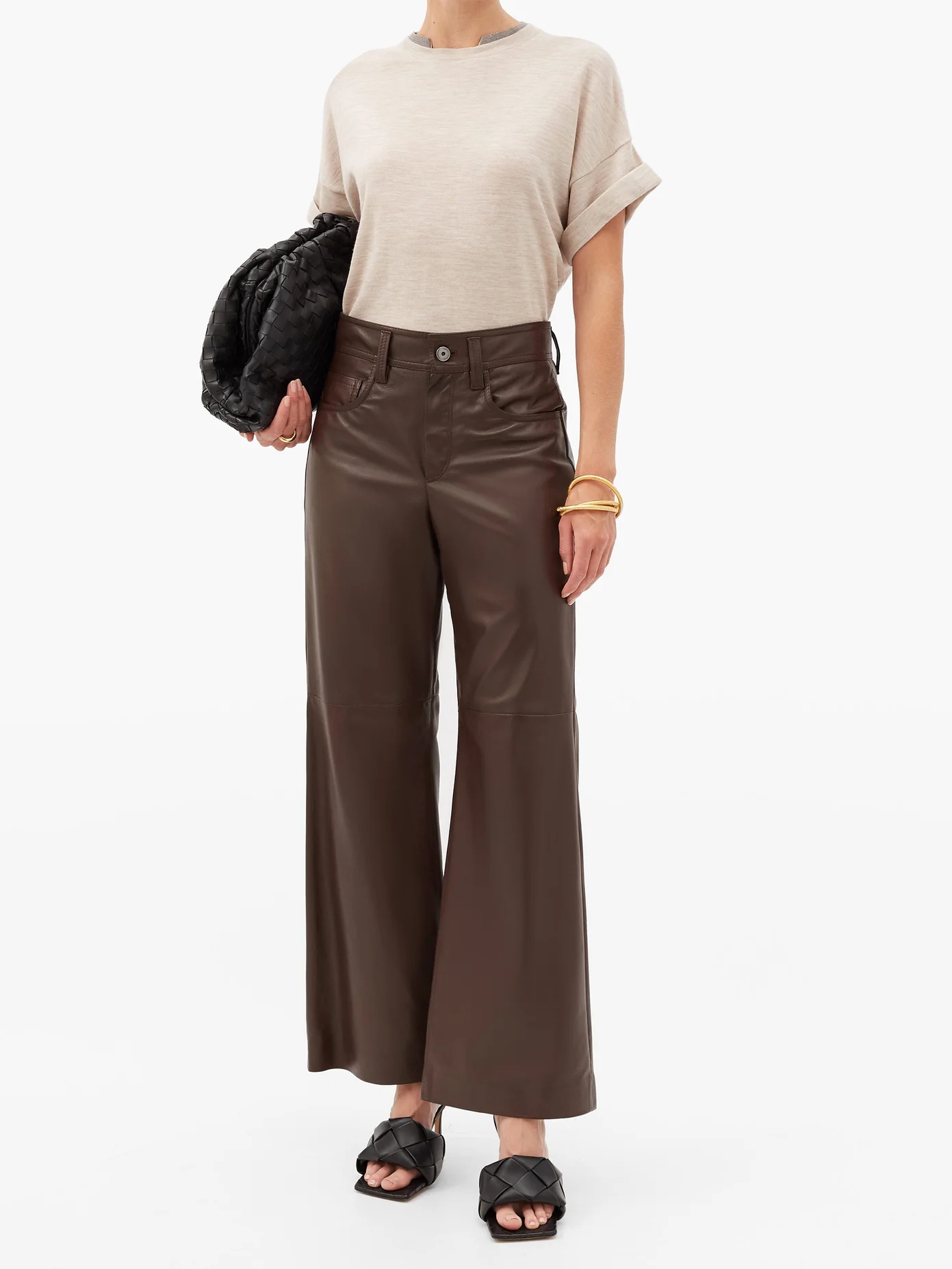 Wide-leg leather trousers - 2