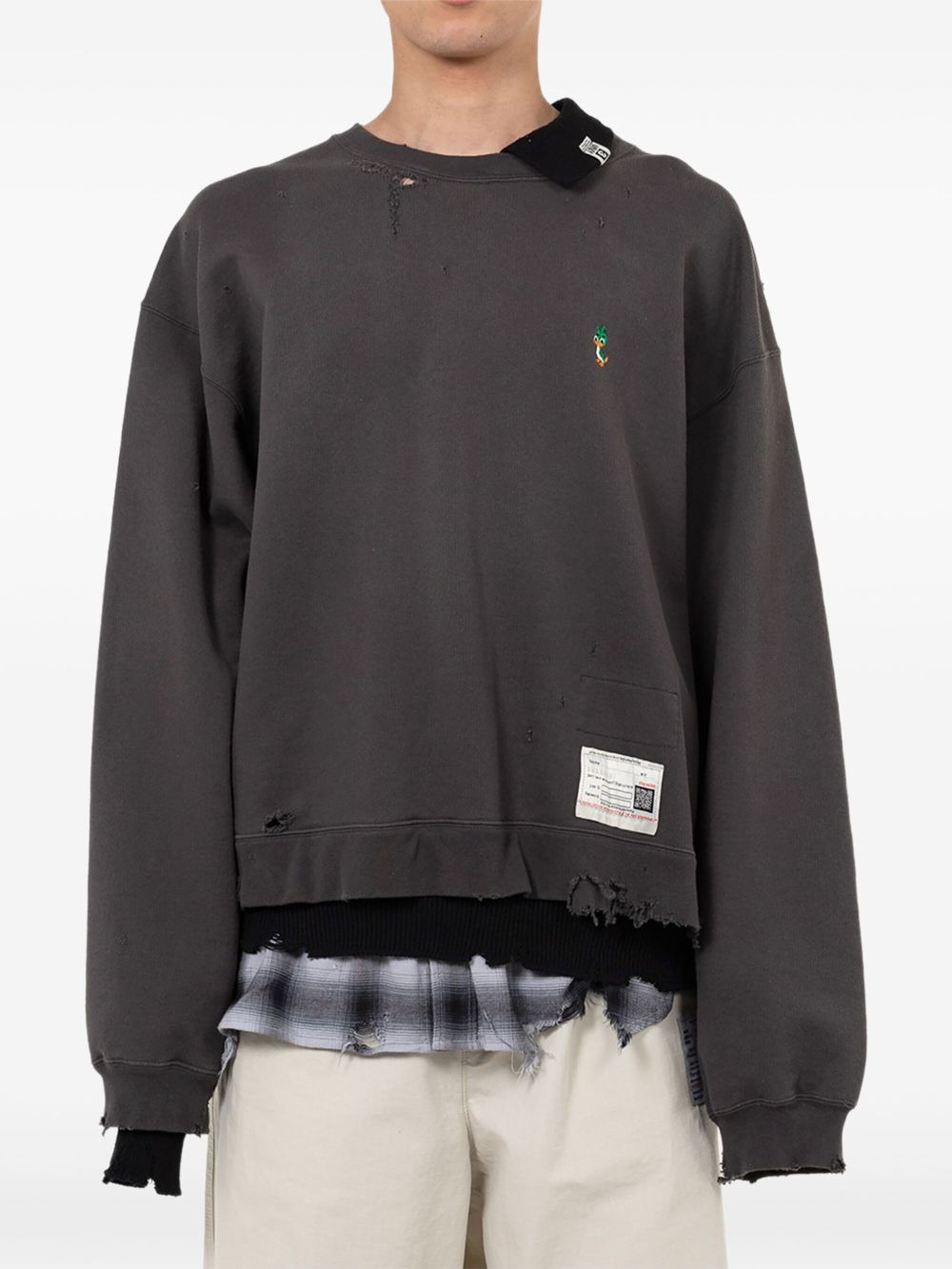 LAYERED DISTRESSED-DETAIL SWEATSHIRT - 4