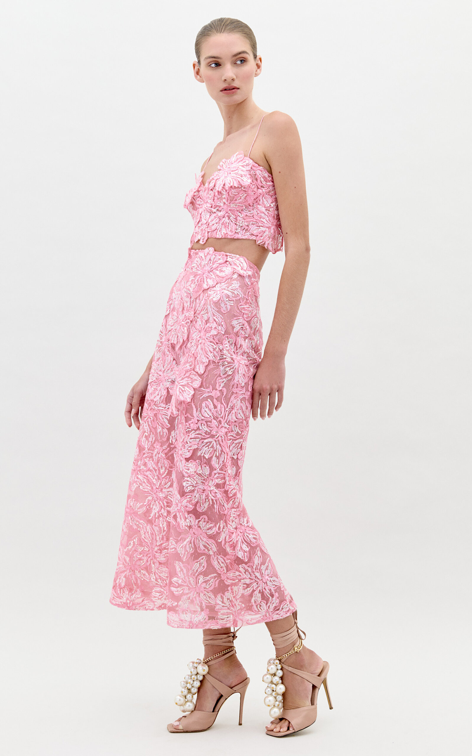 Astrid Appliquéd Midi Skirt pink - 3