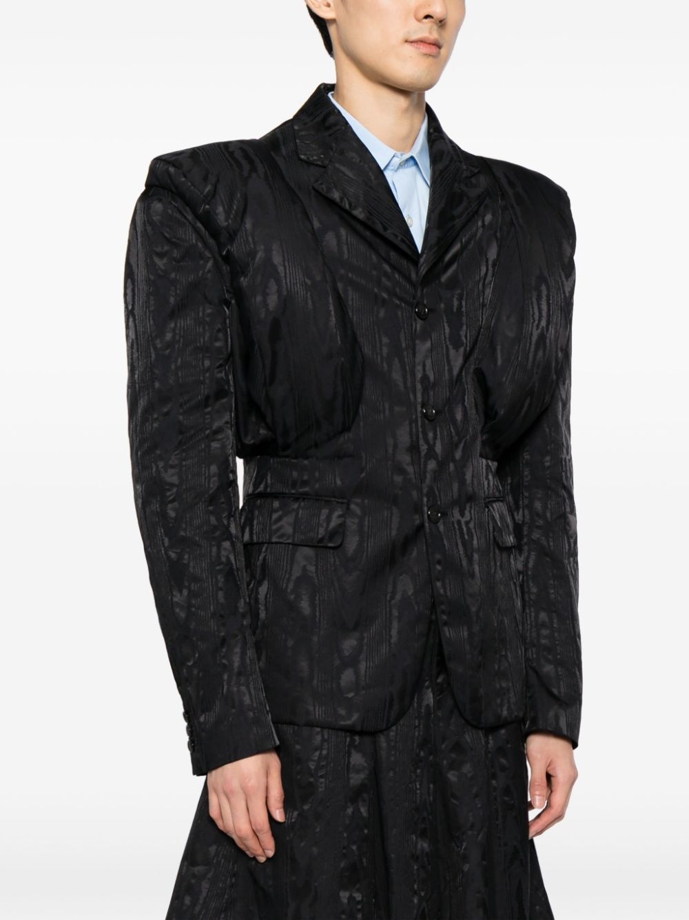striped shoulder-pads blazer - 3